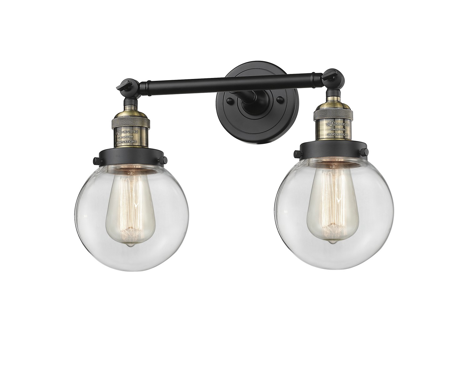 LED Bath Vanity by Innovations - Franklin Restoration Collection, Black Antique Brass Finish - 208-BAB-G202-6-LED