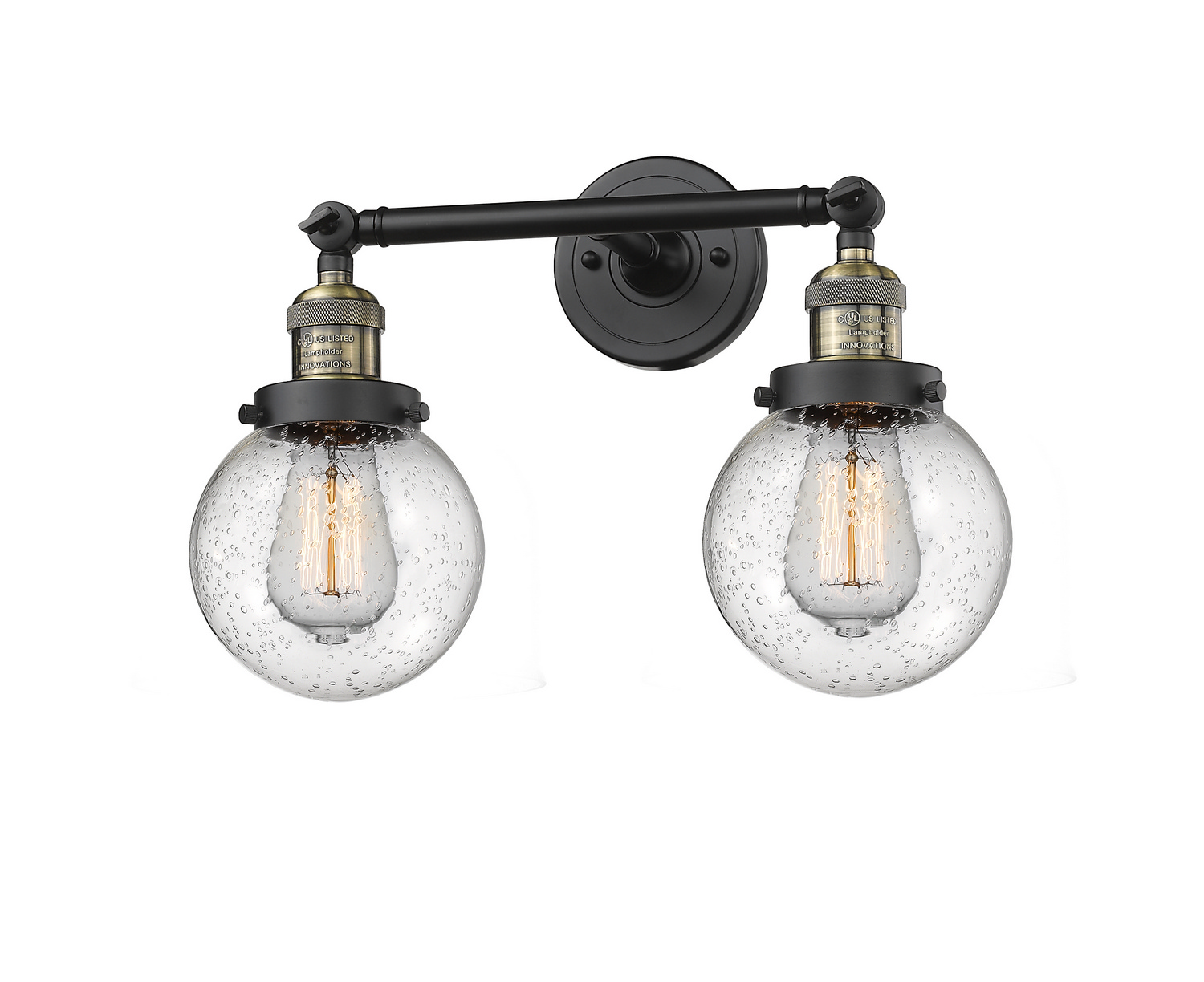 Two Light Bath Vanity by Innovations - Franklin Restoration Collection, Black Antique Brass Finish - 208-BAB-G204-6