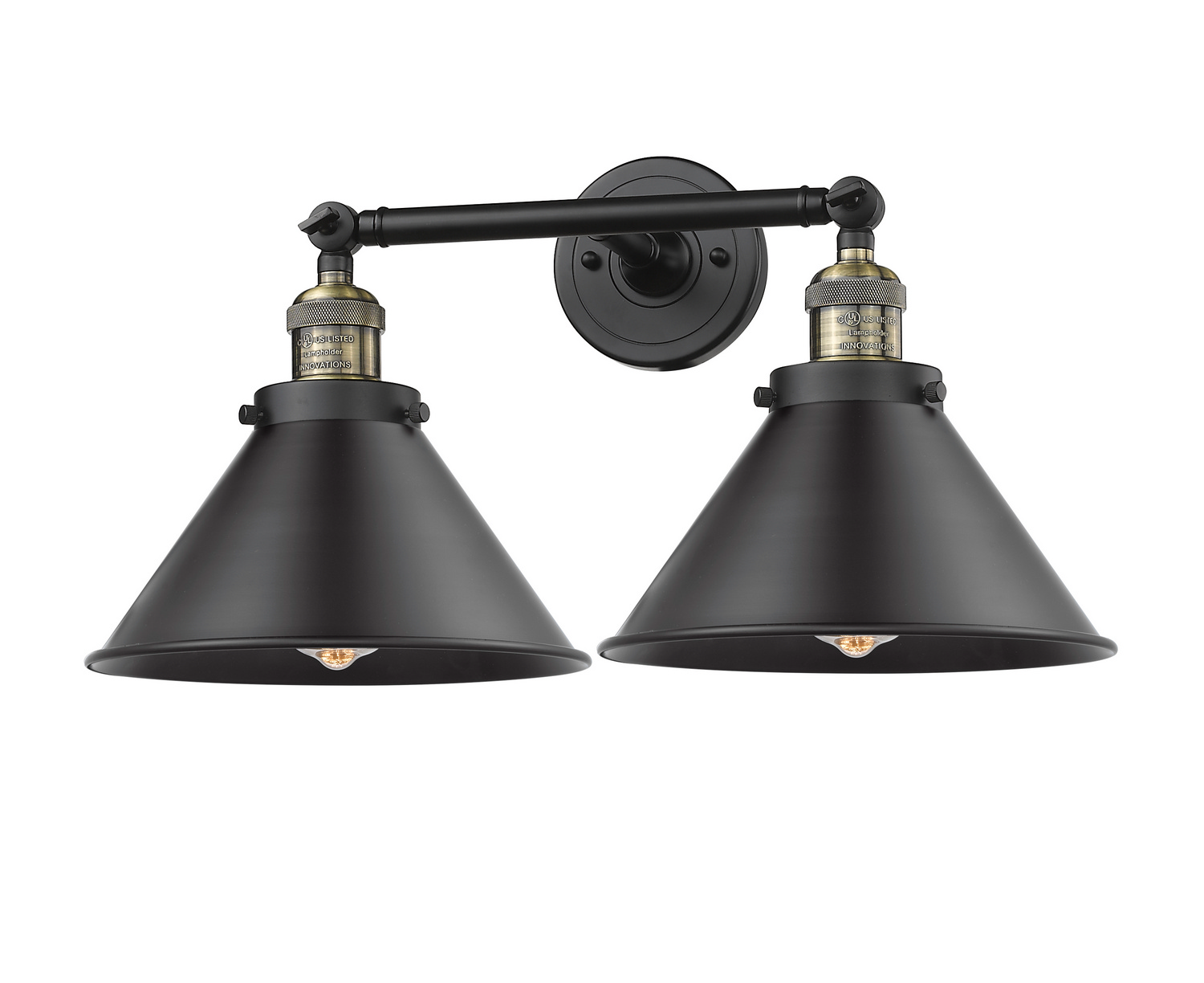 Two Light Bath Vanity by Innovations - Franklin Restoration Collection, Black Antique Brass Finish - 208-BAB-M10-BK