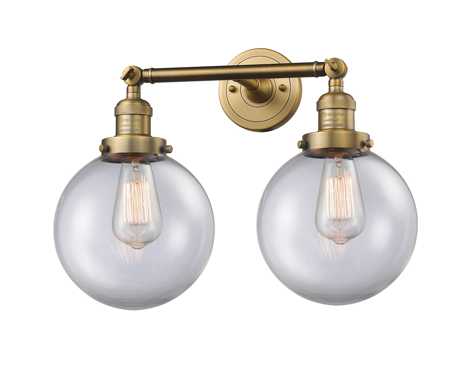 Two Light Bath Vanity by Innovations - Franklin Restoration Collection, Brushed Brass Finish - 208-BB-G202-8