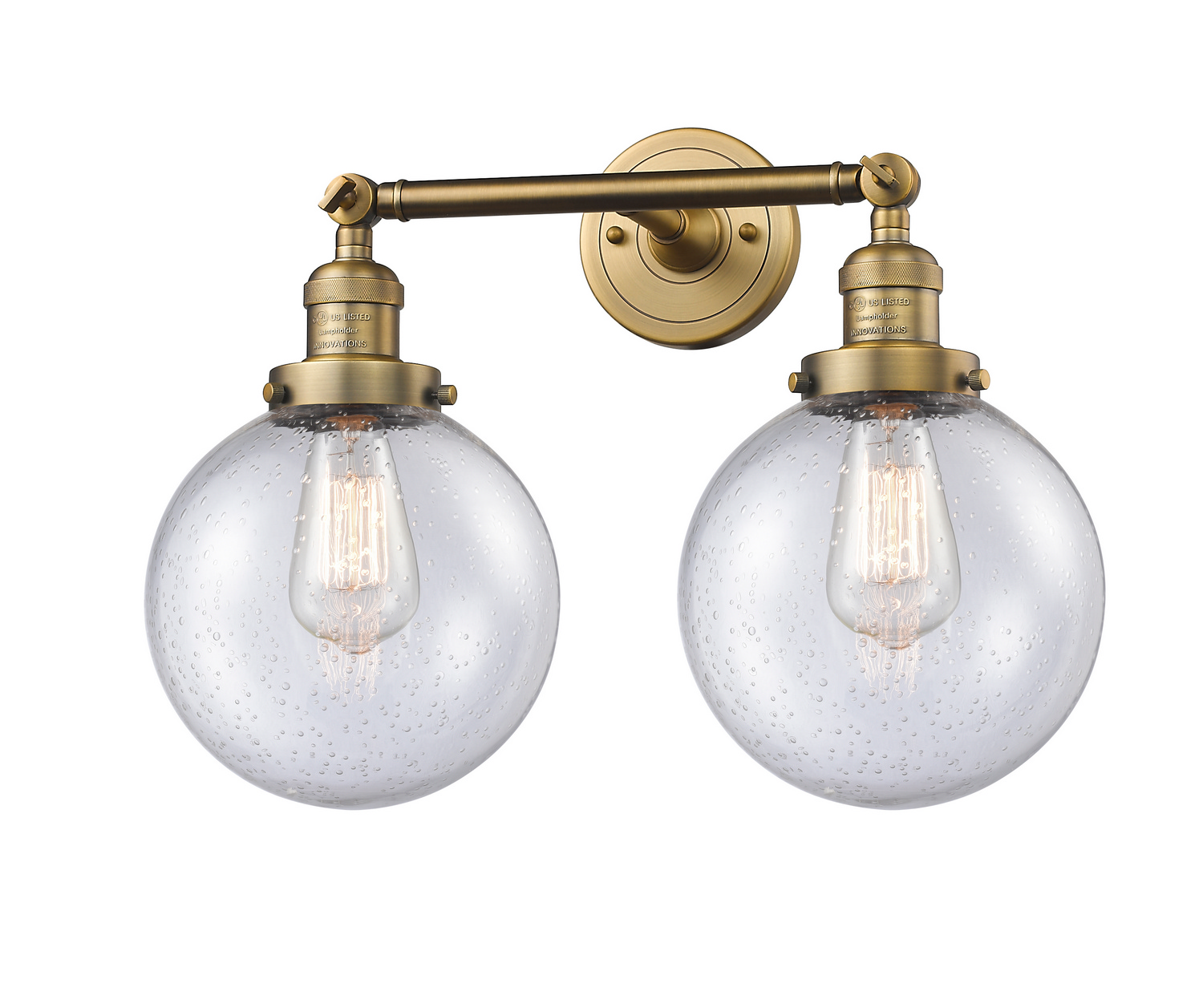 Two Light Bath Vanity by Innovations - Franklin Restoration Collection, Brushed Brass Finish - 208-BB-G204-8