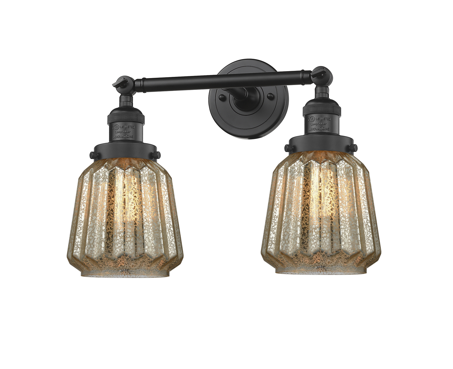 Two Light Bath Vanity by Innovations - Franklin Restoration Collection, Matte Black Finish - 208-BK-G146
