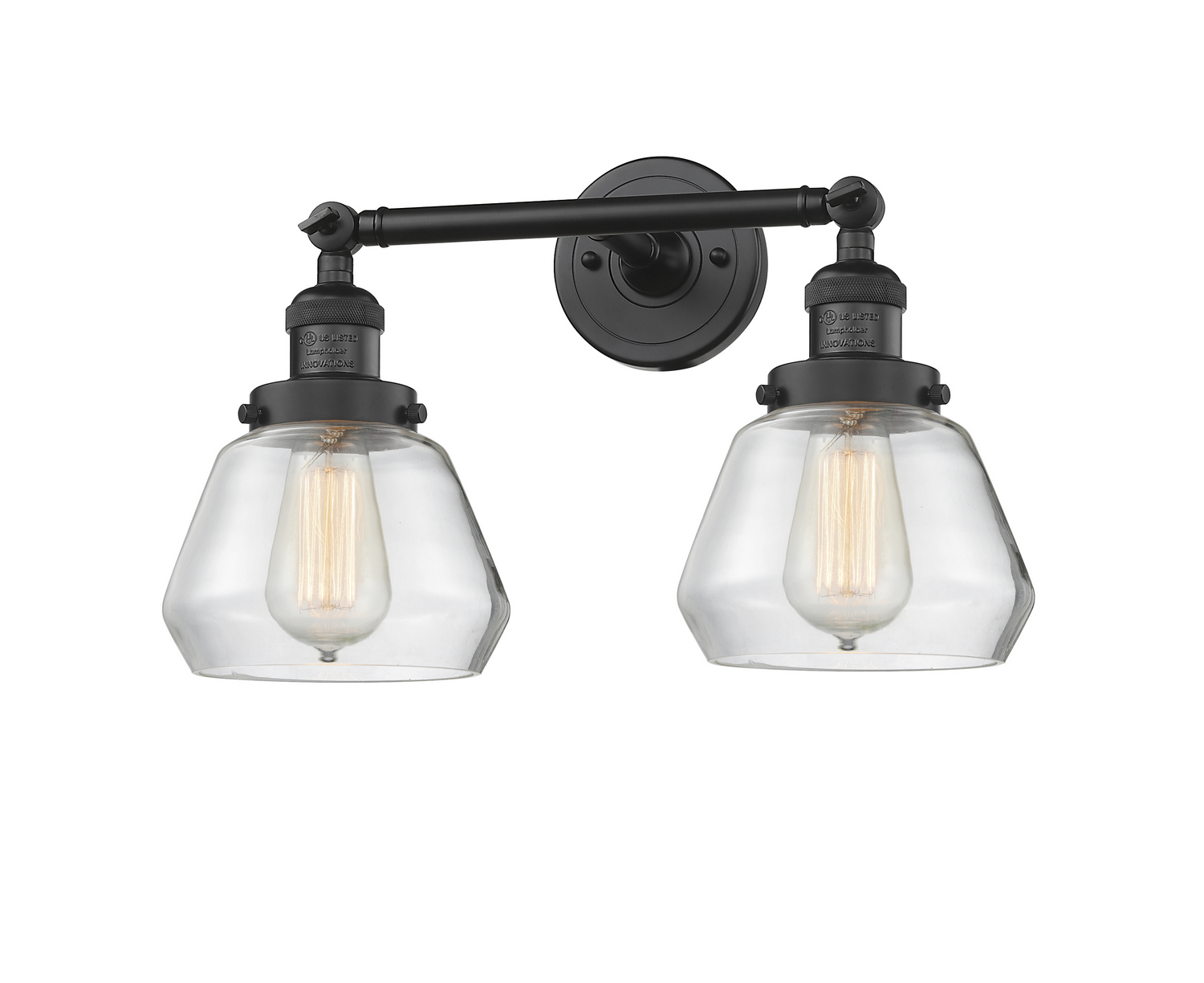 Two Light Bath Vanity by Innovations - Franklin Restoration Collection, Matte Black Finish - 208-BK-G172