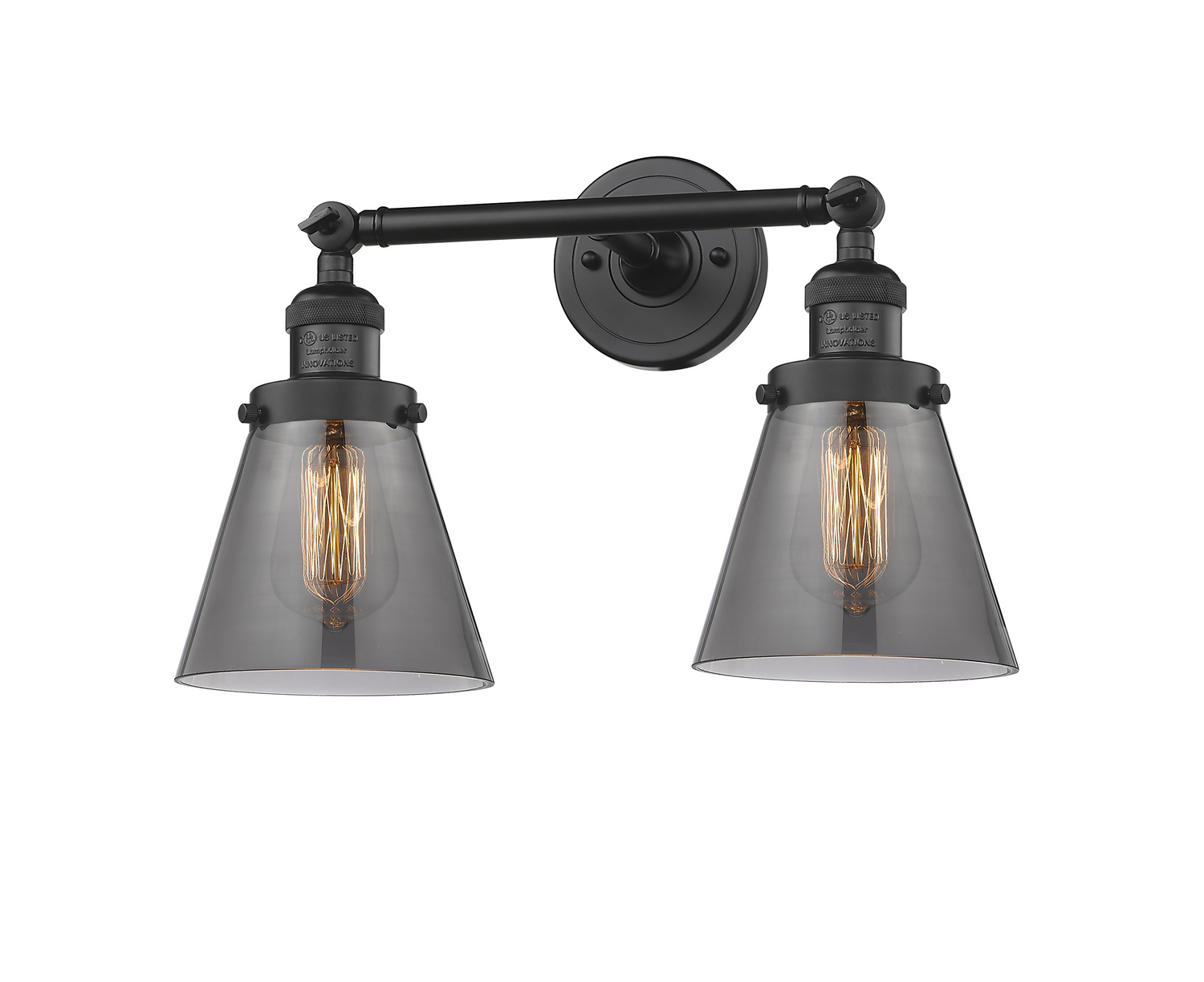 Two Light Bath Vanity by Innovations - Franklin Restoration Collection, Matte Black Finish - 208-BK-G63