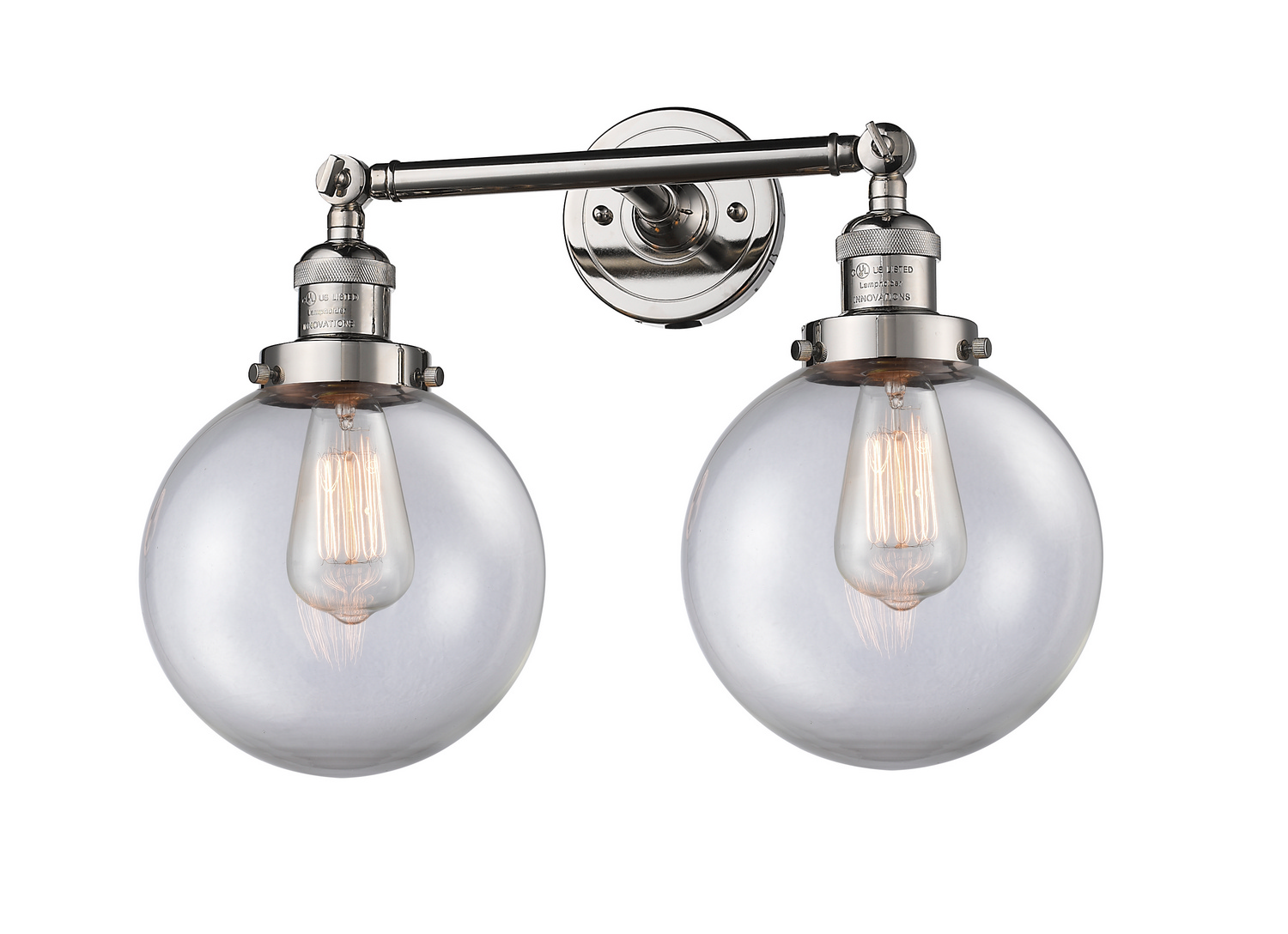Two Light Bath Vanity by Innovations - Franklin Restoration Collection, Polished Nickel Finish - 208-PN-G202-8