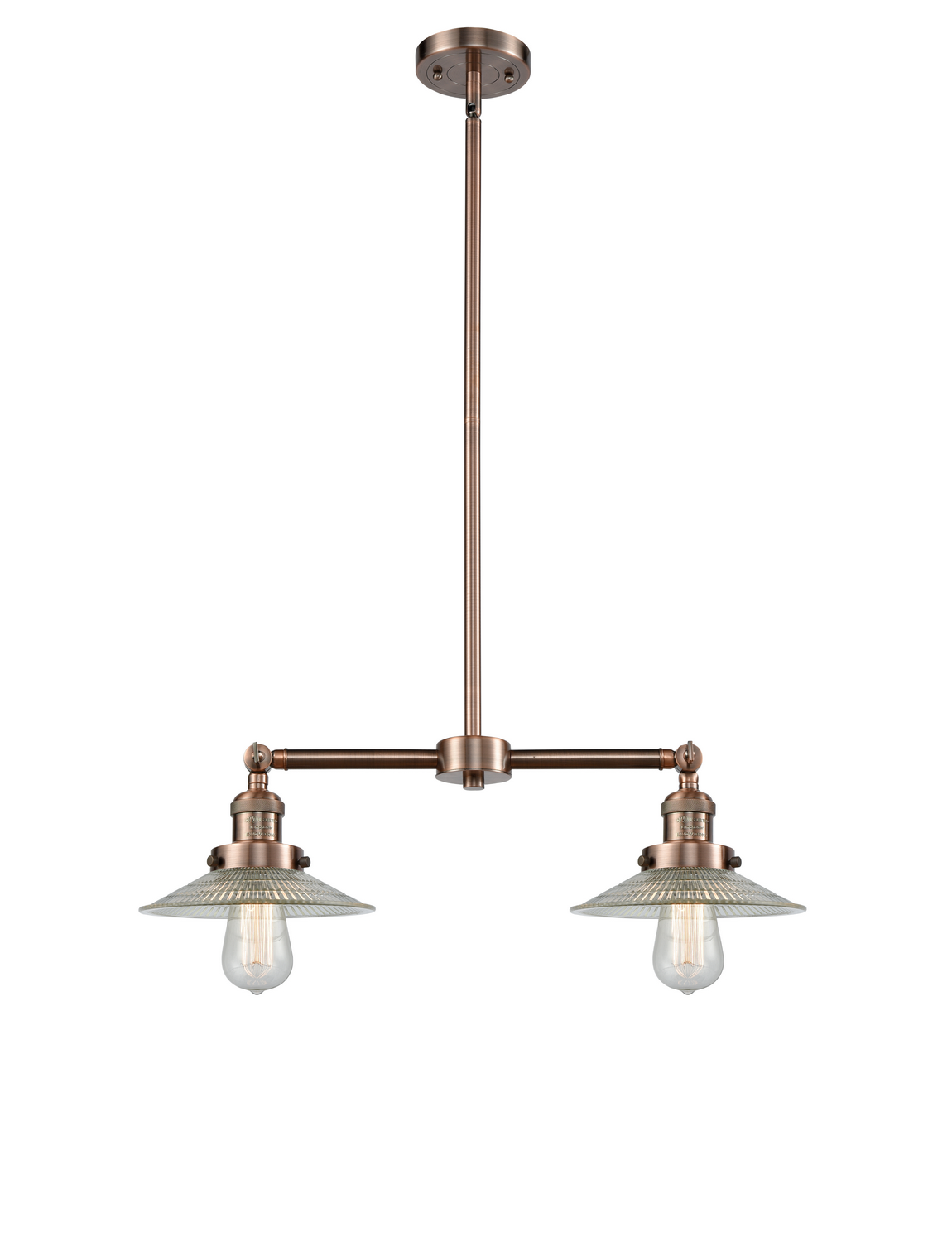 Two Light Island Pendant by Innovations - Franklin Restoration Collection, Antique Copper Finish - 209-AC-G2