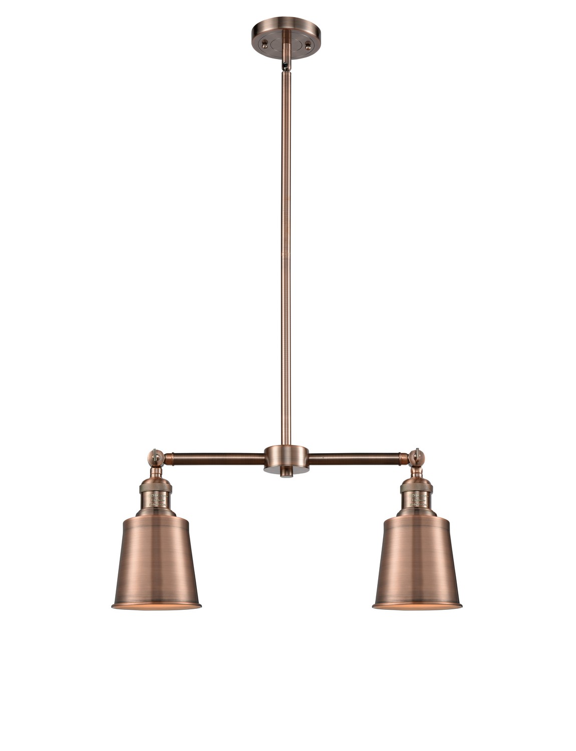 Two Light Island Pendant by Innovations - Franklin Restoration Collection, Antique Copper Finish - 209-AC-M9-AC