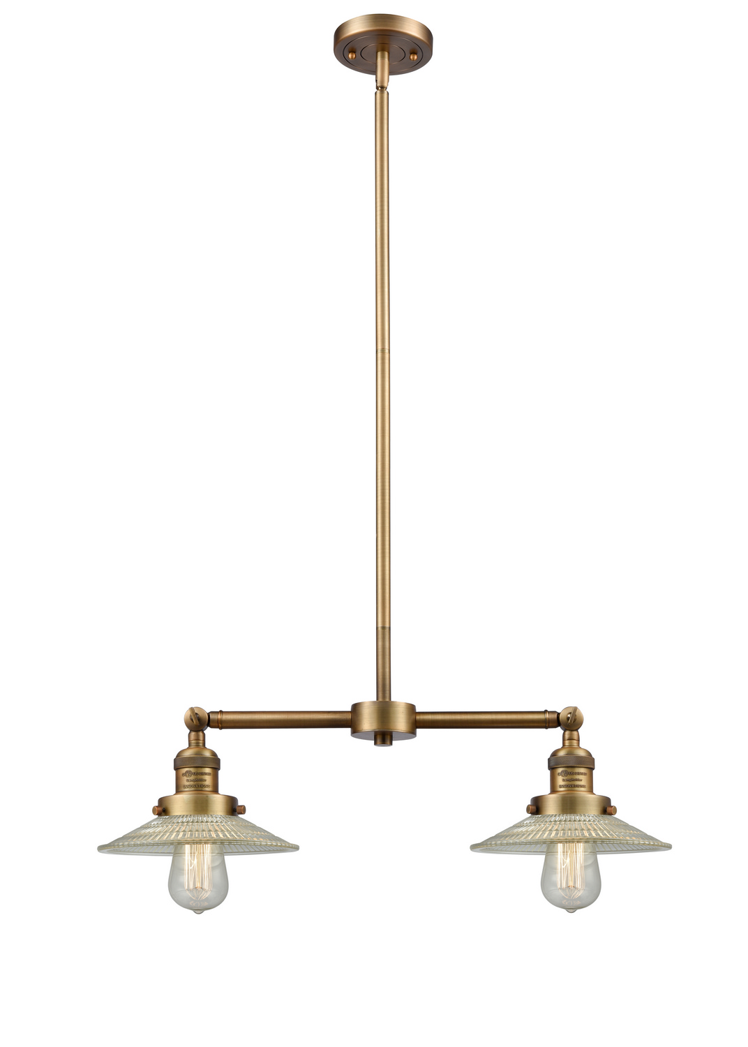 Two Light Island Pendant by Innovations - Franklin Restoration Collection, Brushed Brass Finish - 209-BB-G2