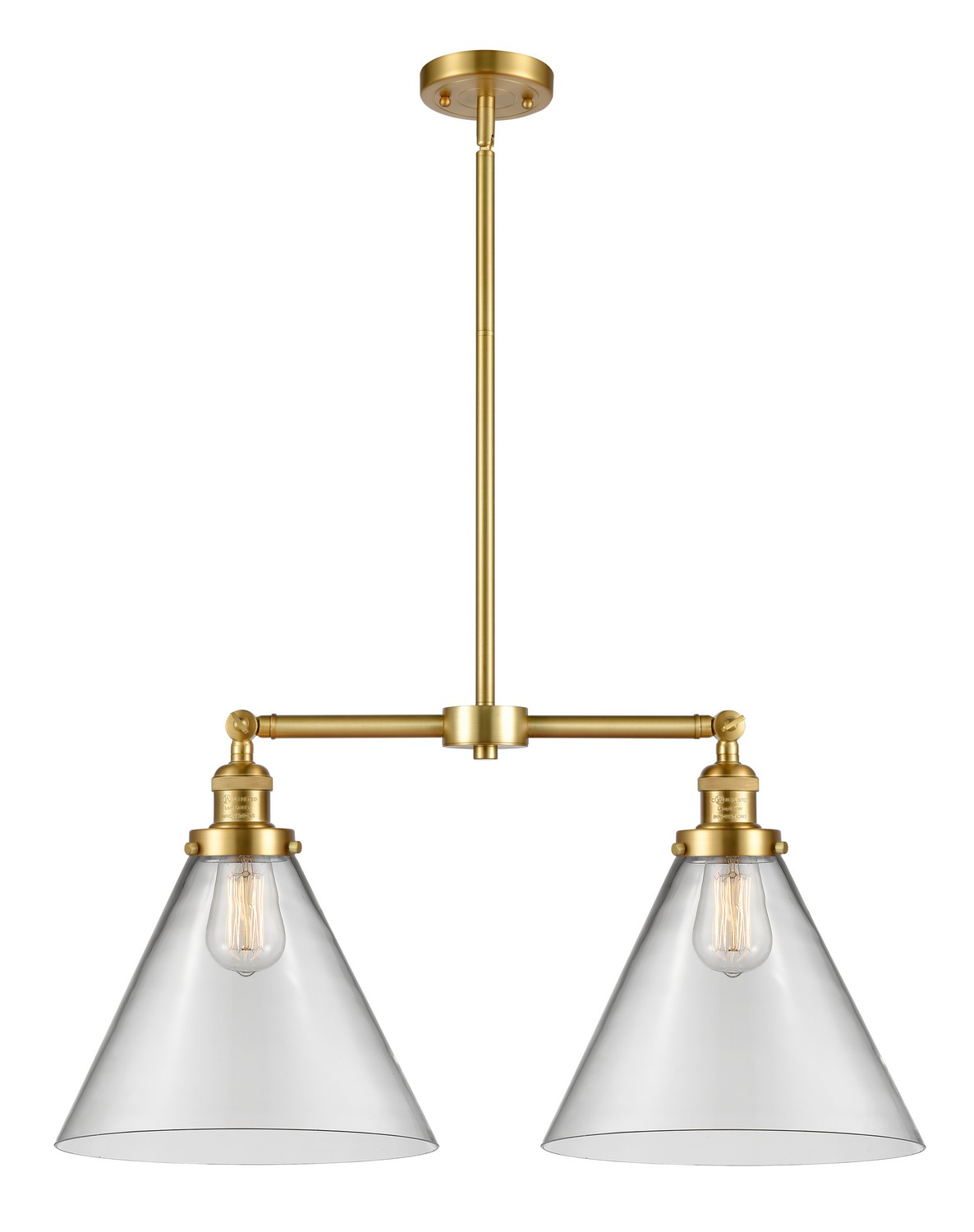 Two Light Island Pendant by Innovations - Franklin Restoration Collection, Satin Gold Finish - 209-SG-G42-L