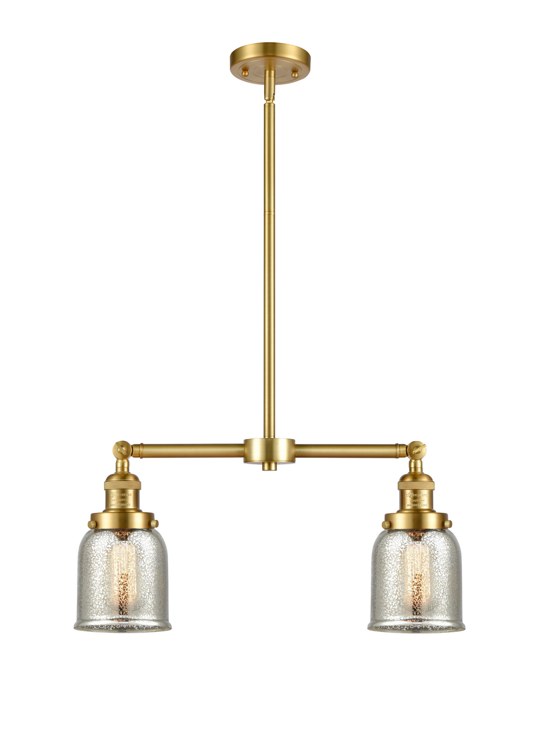 Two Light Island Pendant by Innovations - Franklin Restoration Collection, Satin Gold Finish - 209-SG-G58