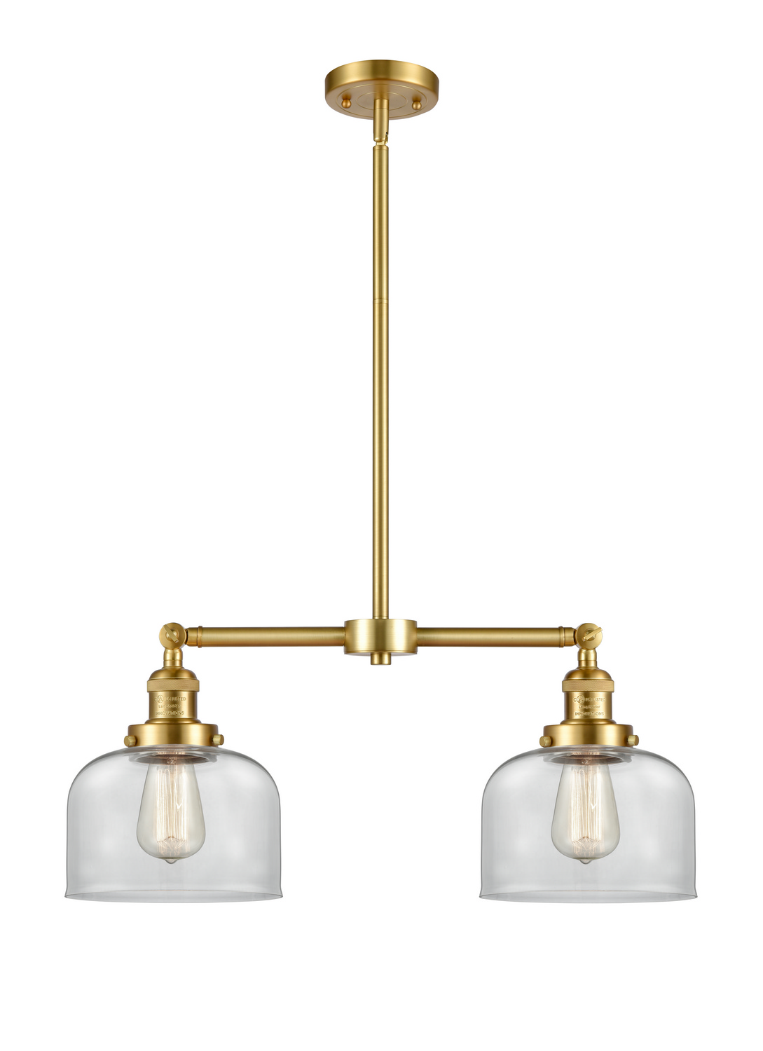 Two Light Island Pendant by Innovations - Franklin Restoration Collection, Satin Gold Finish - 209-SG-G72