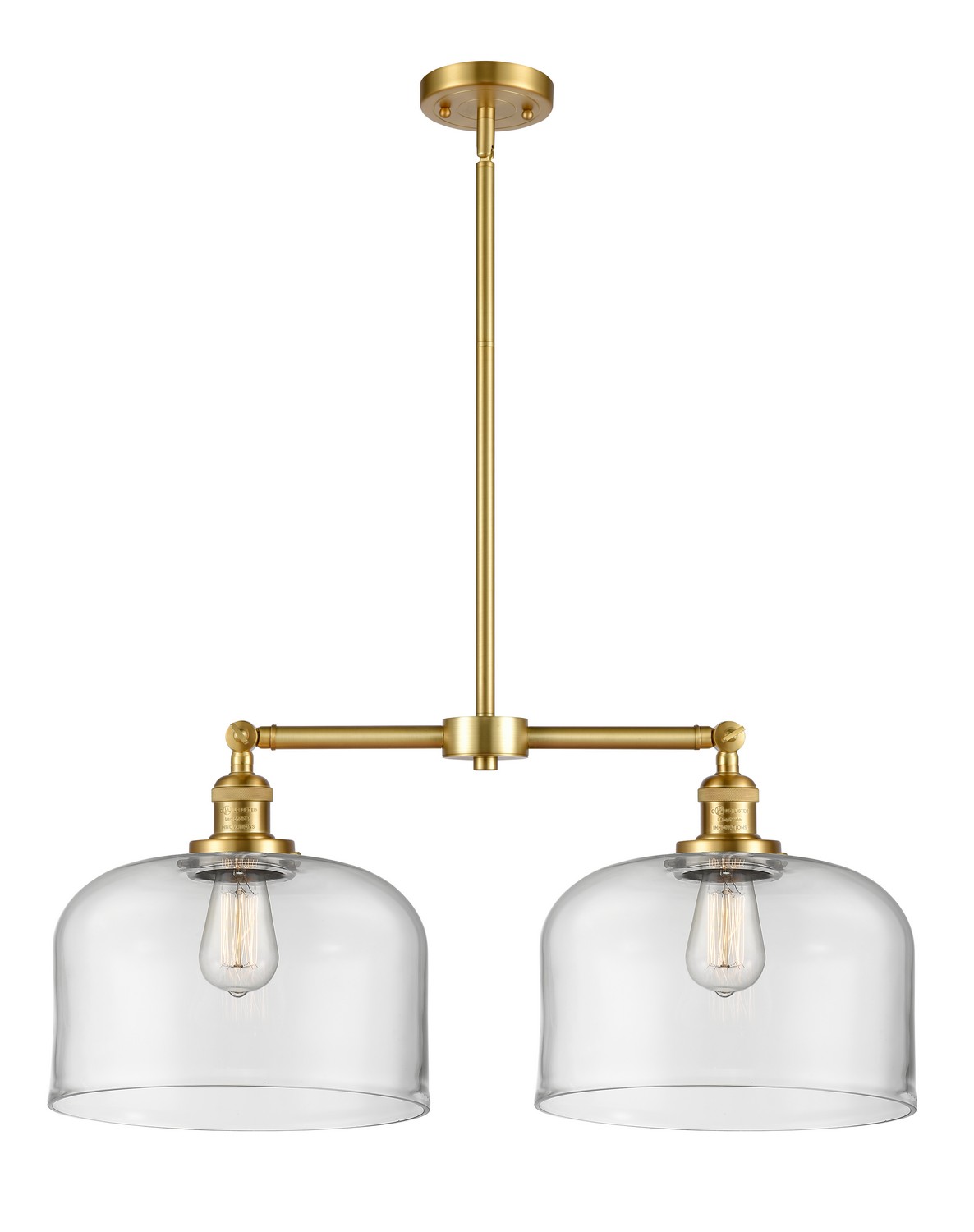 Two Light Island Pendant by Innovations - Franklin Restoration Collection, Satin Gold Finish - 209-SG-G72-L