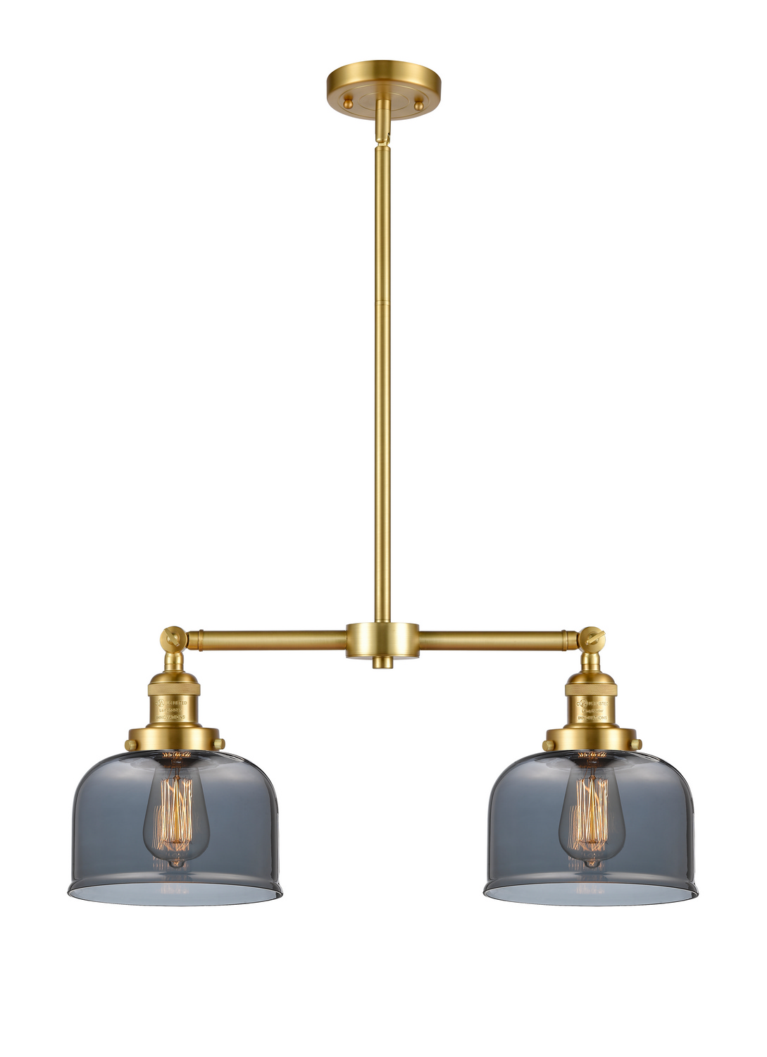 Two Light Island Pendant by Innovations - Franklin Restoration Collection, Satin Gold Finish - 209-SG-G73