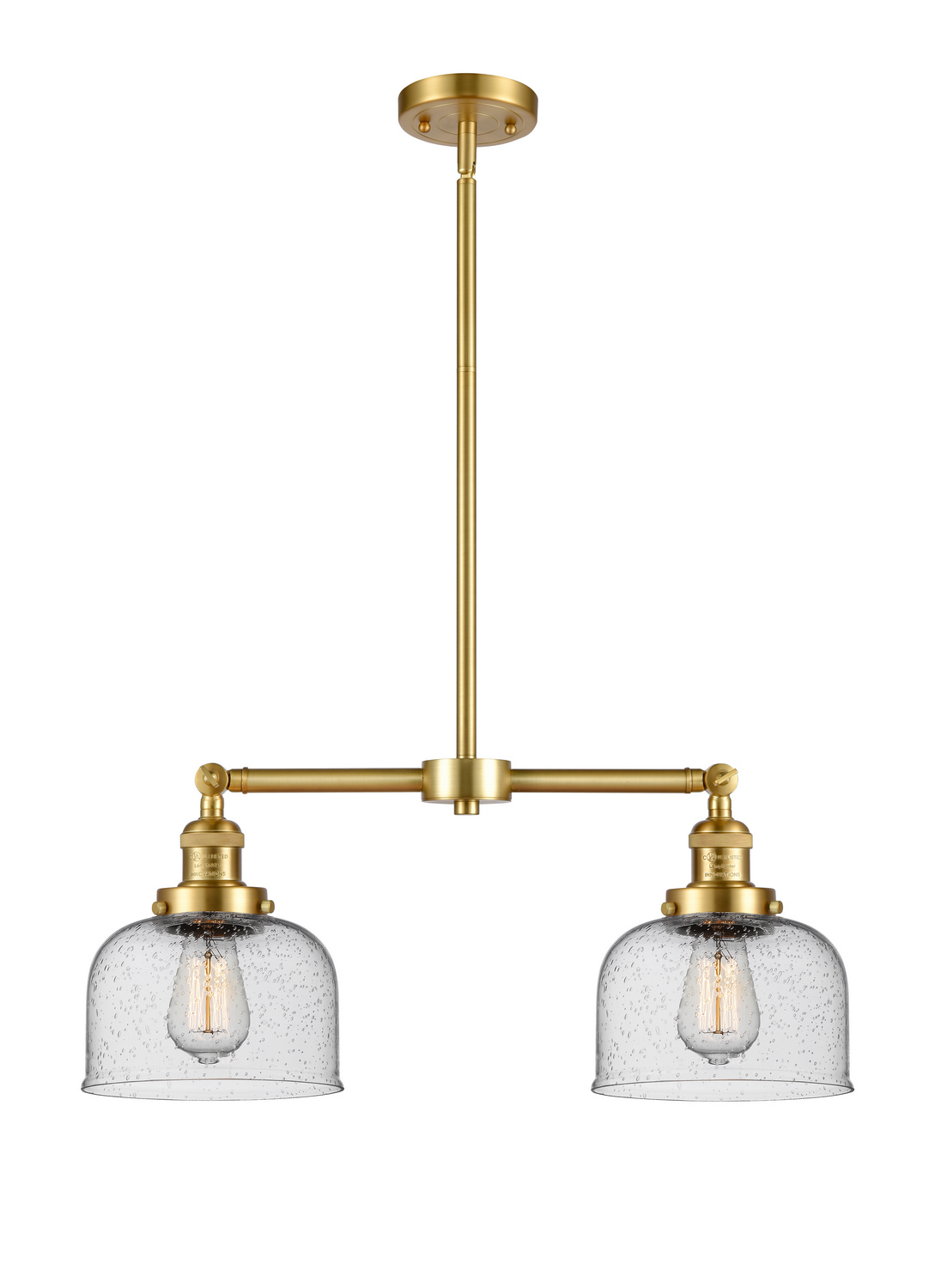 Two Light Island Pendant by Innovations - Franklin Restoration Collection, Satin Gold Finish - 209-SG-G74