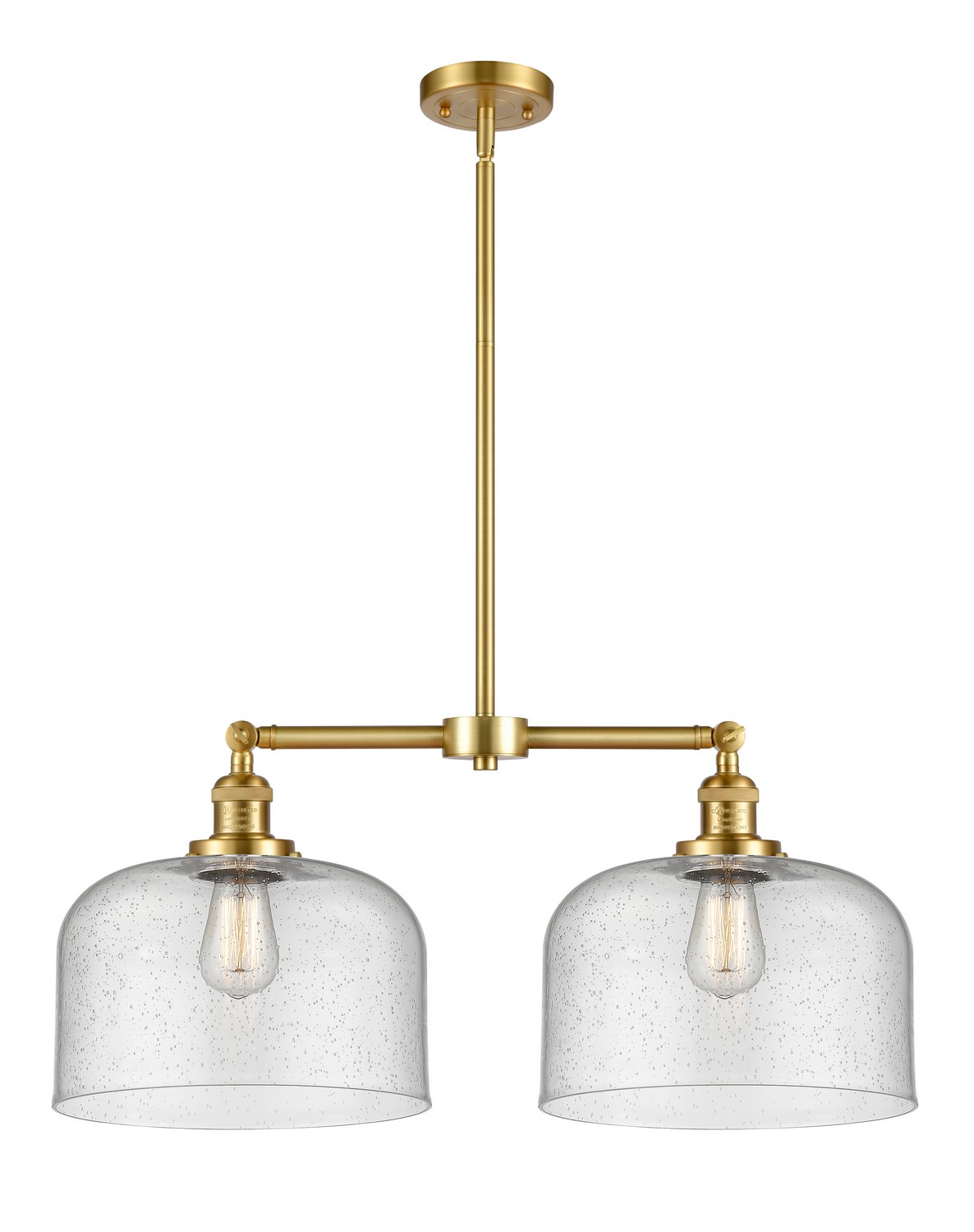 Two Light Island Pendant by Innovations - Franklin Restoration Collection, Satin Gold Finish - 209-SG-G74-L