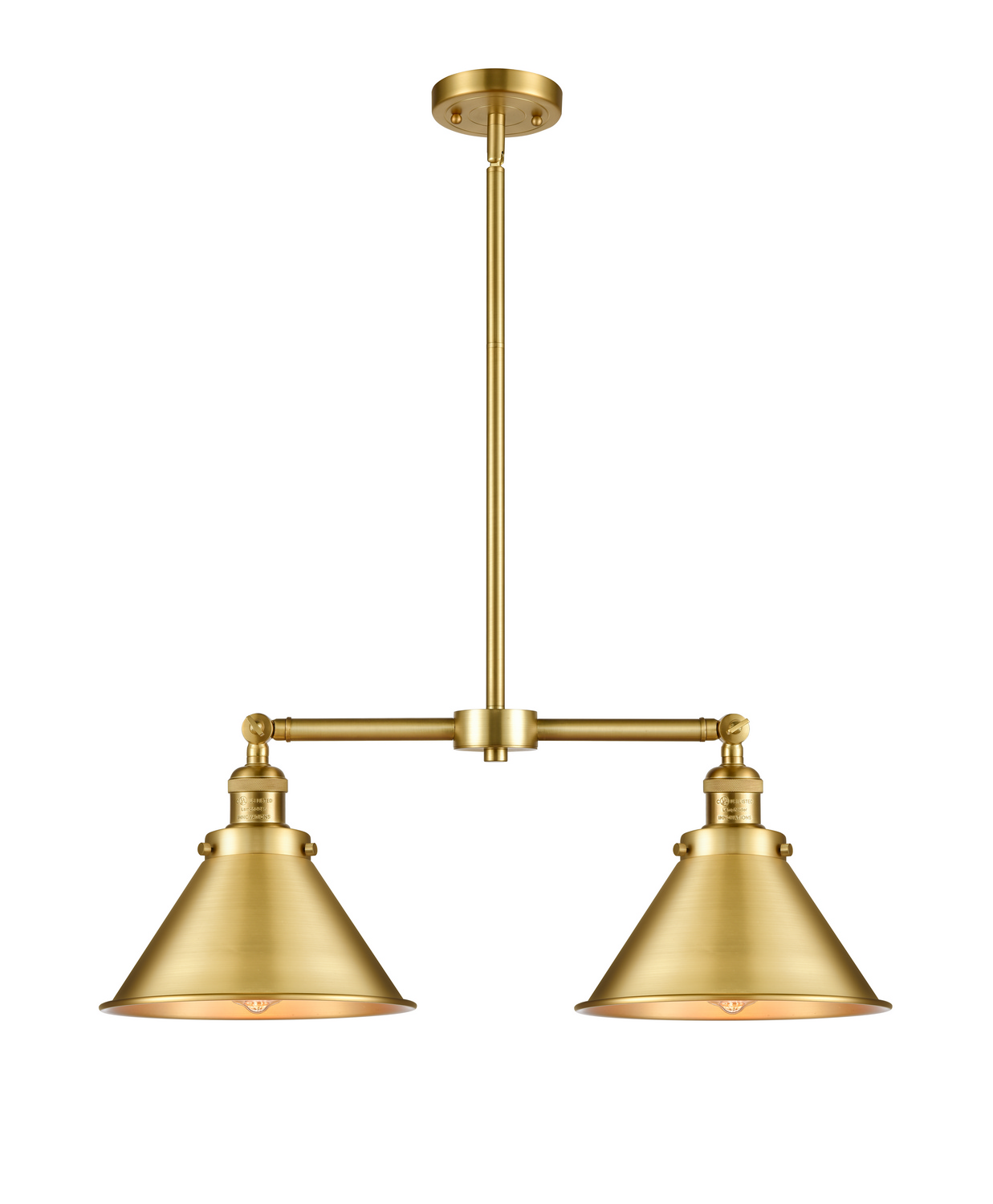 Two Light Island Pendant by Innovations - Franklin Restoration Collection, Satin Gold Finish - 209-SG-M10-SG