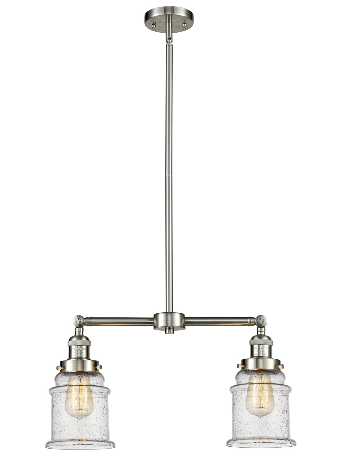 Two Light Island Pendant by Innovations - Franklin Restoration Collection, Brushed Satin Nickel Finish - 209-SN-G184