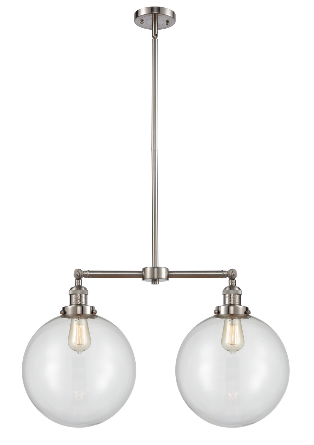 Two Light Island Pendant by Innovations - Franklin Restoration Collection, Brushed Satin Nickel Finish - 209-SN-G202-12
