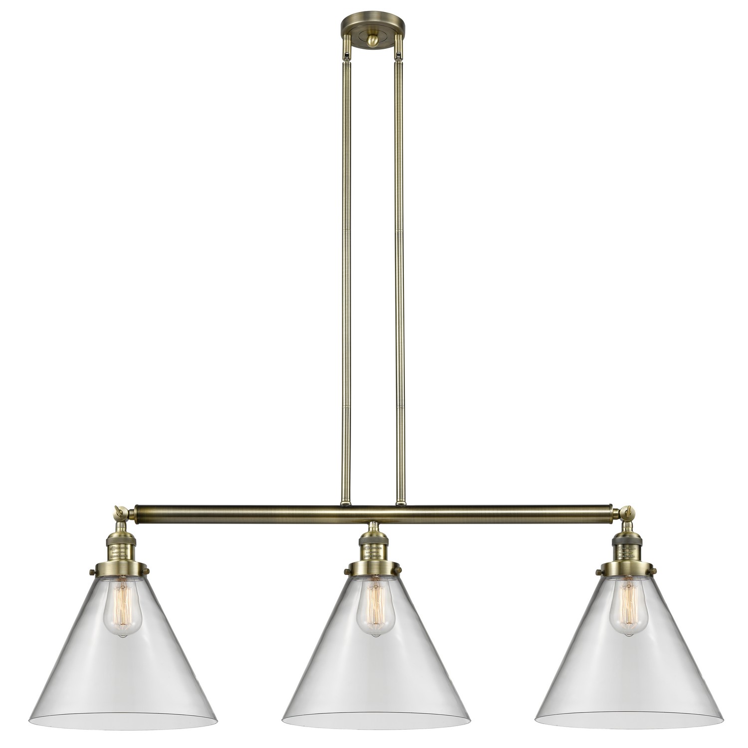 Three Light Island Pendant by Innovations - Franklin Restoration Collection, Antique Brass Finish - 213-AB-G42-L