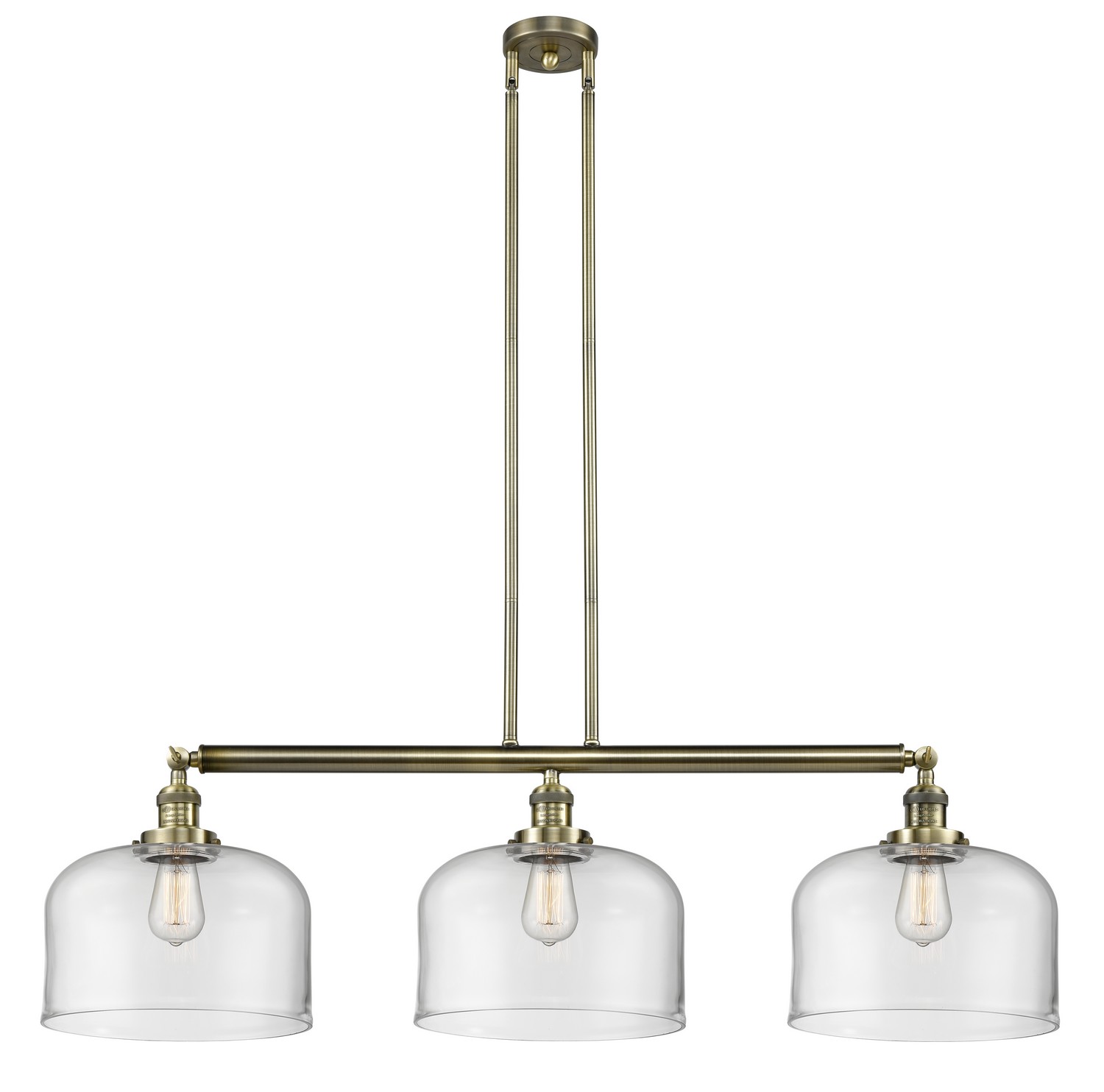 Three Light Island Pendant by Innovations - Franklin Restoration Collection, Antique Brass Finish - 213-AB-G72-L