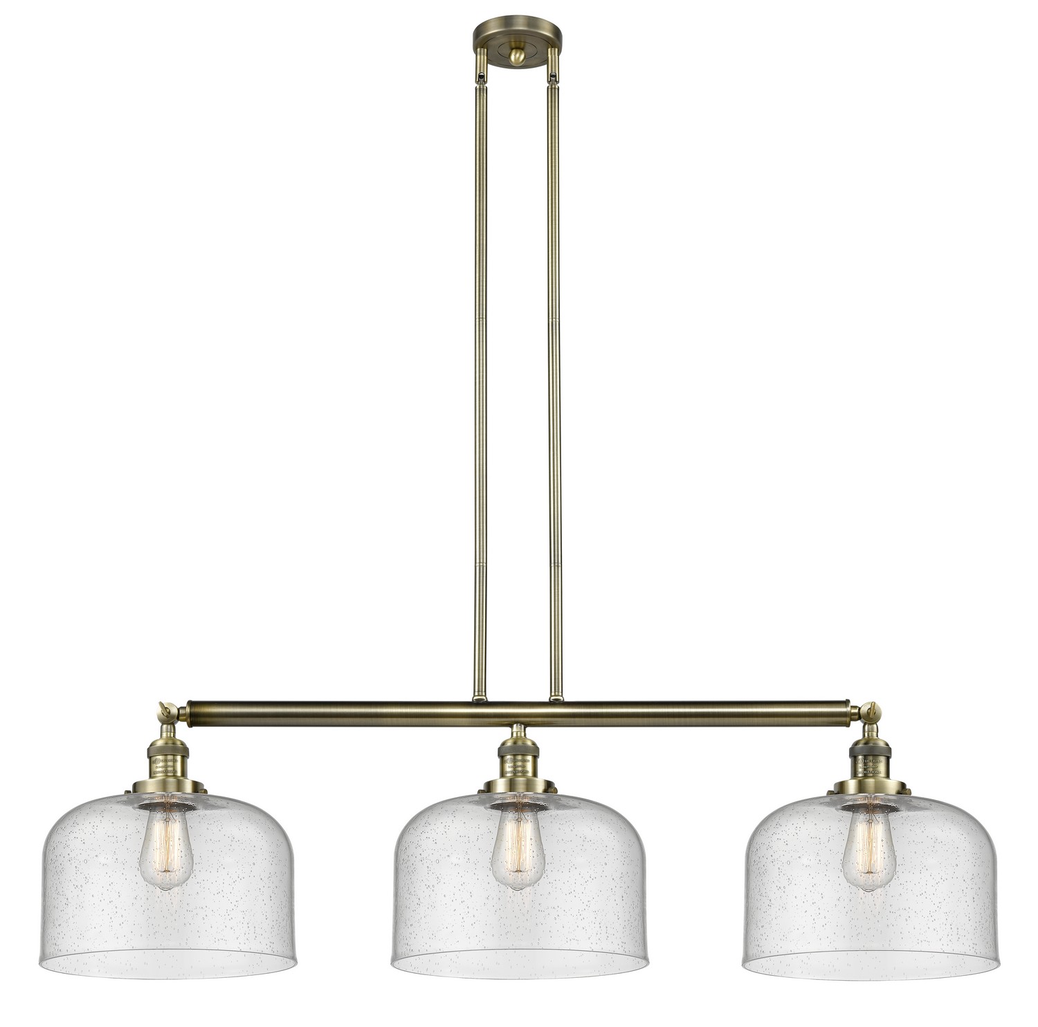 Three Light Island Pendant by Innovations - Franklin Restoration Collection, Antique Brass Finish - 213-AB-G74-L