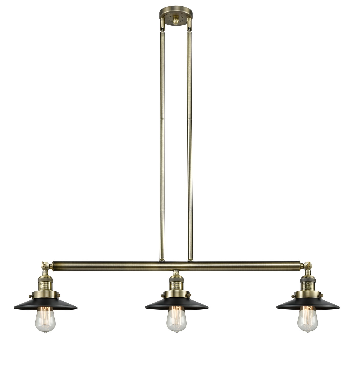 Three Light Island Pendant by Innovations - Franklin Restoration Collection, Antique Brass Finish - 213-AB-M6