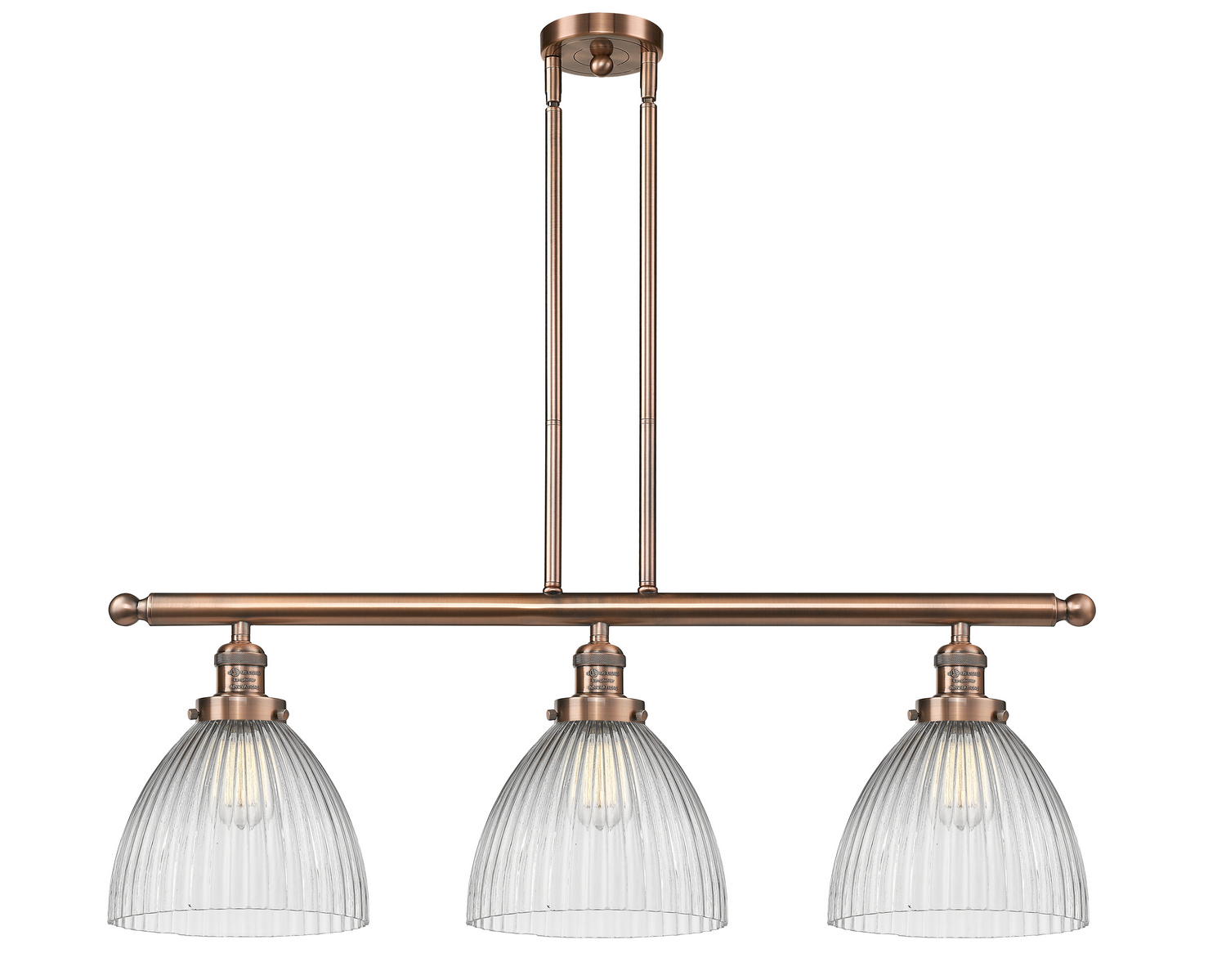 Three Light Island Pendant by Innovations - Franklin Restoration Collection, Antique Copper Finish - 213-AC-G222