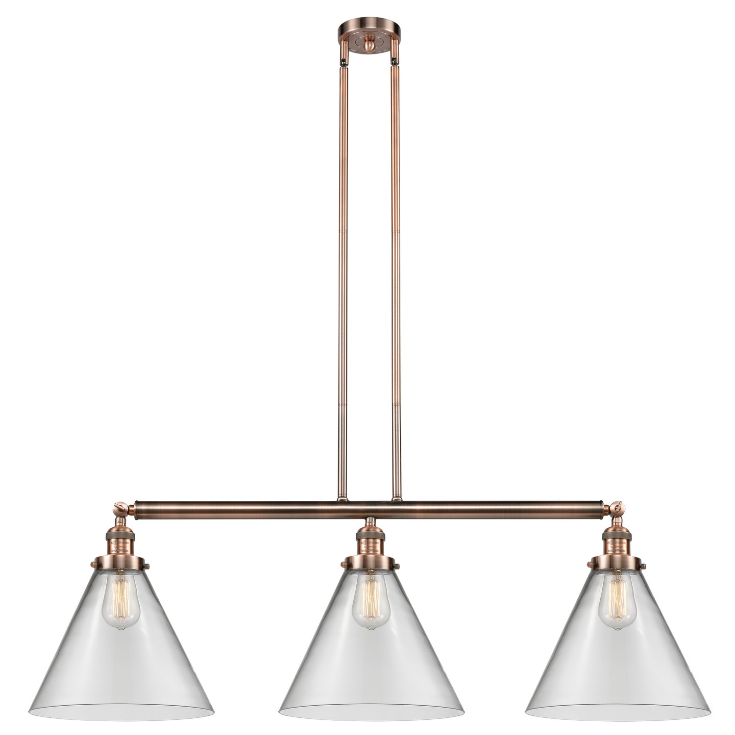 Three Light Island Pendant by Innovations - Franklin Restoration Collection, Antique Copper Finish - 213-AC-G42-L