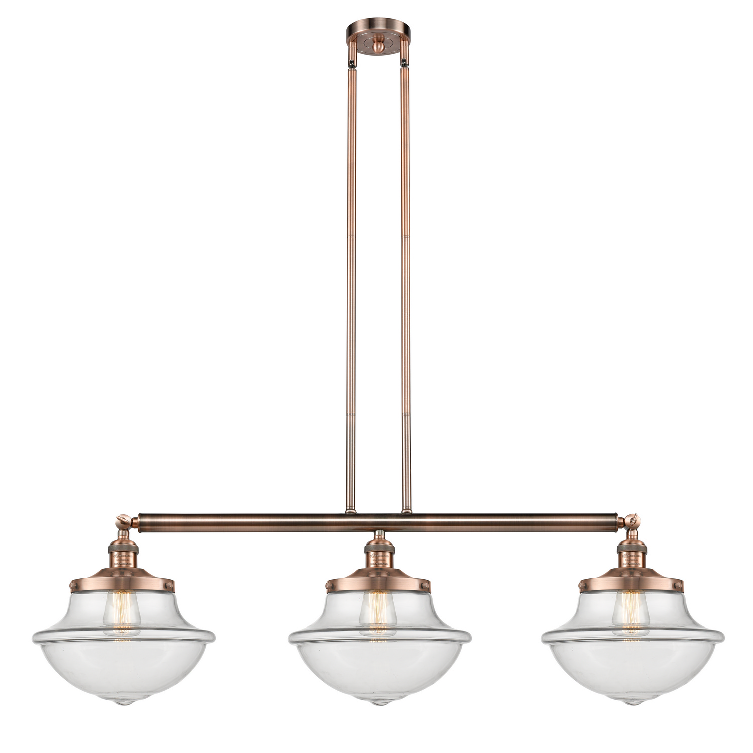 Three Light Island Pendant by Innovations - Franklin Restoration Collection, Antique Copper Finish - 213-AC-G542