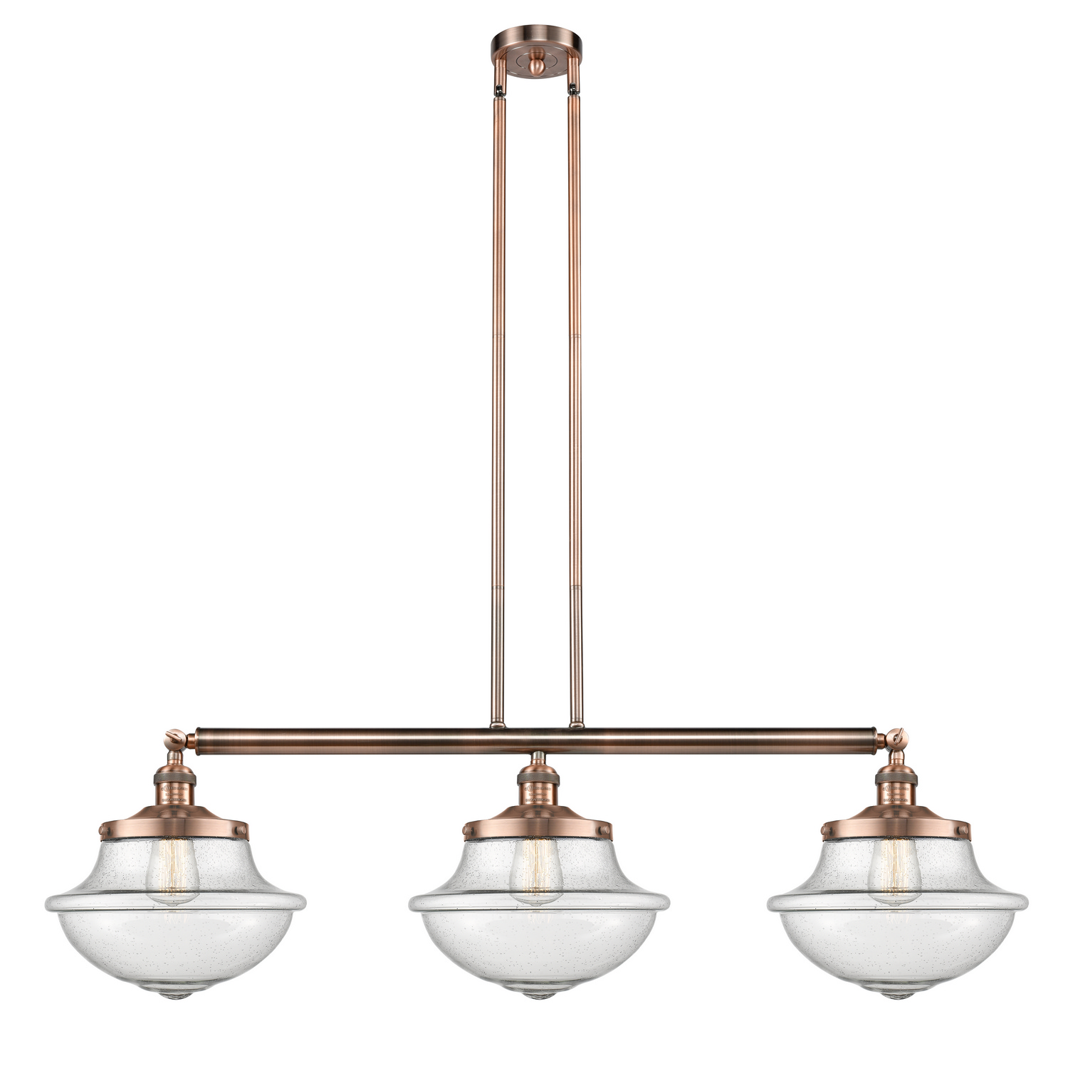 Three Light Island Pendant by Innovations - Franklin Restoration Collection, Antique Copper Finish - 213-AC-G544