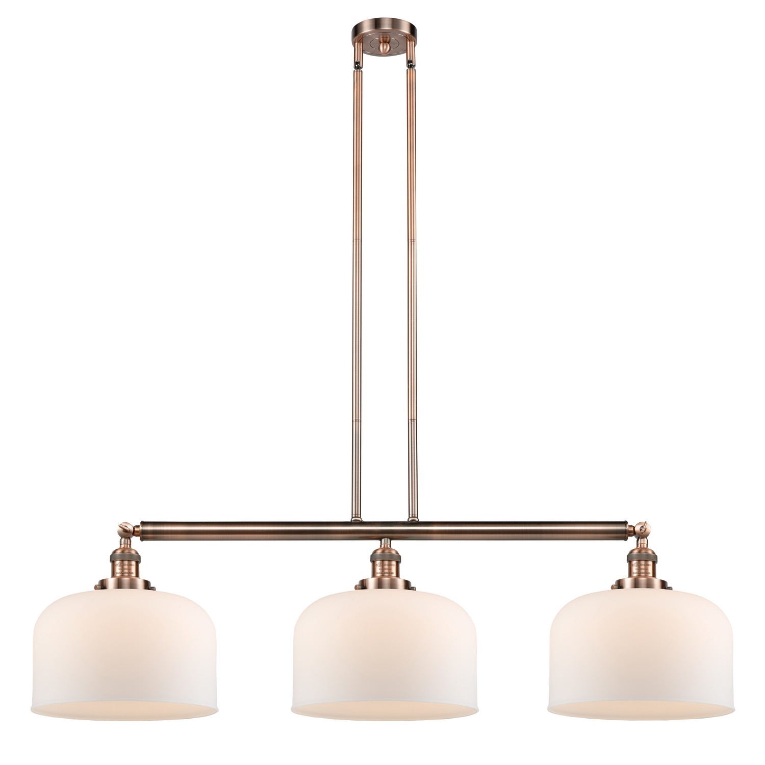 Three Light Island Pendant by Innovations - Franklin Restoration Collection, Antique Copper Finish - 213-AC-G71-L