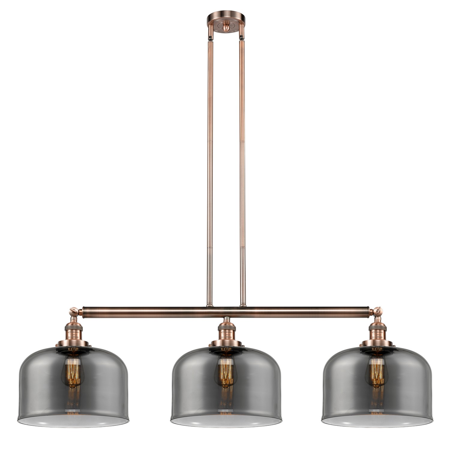 Three Light Island Pendant by Innovations - Franklin Restoration Collection, Antique Copper Finish - 213-AC-G73-L