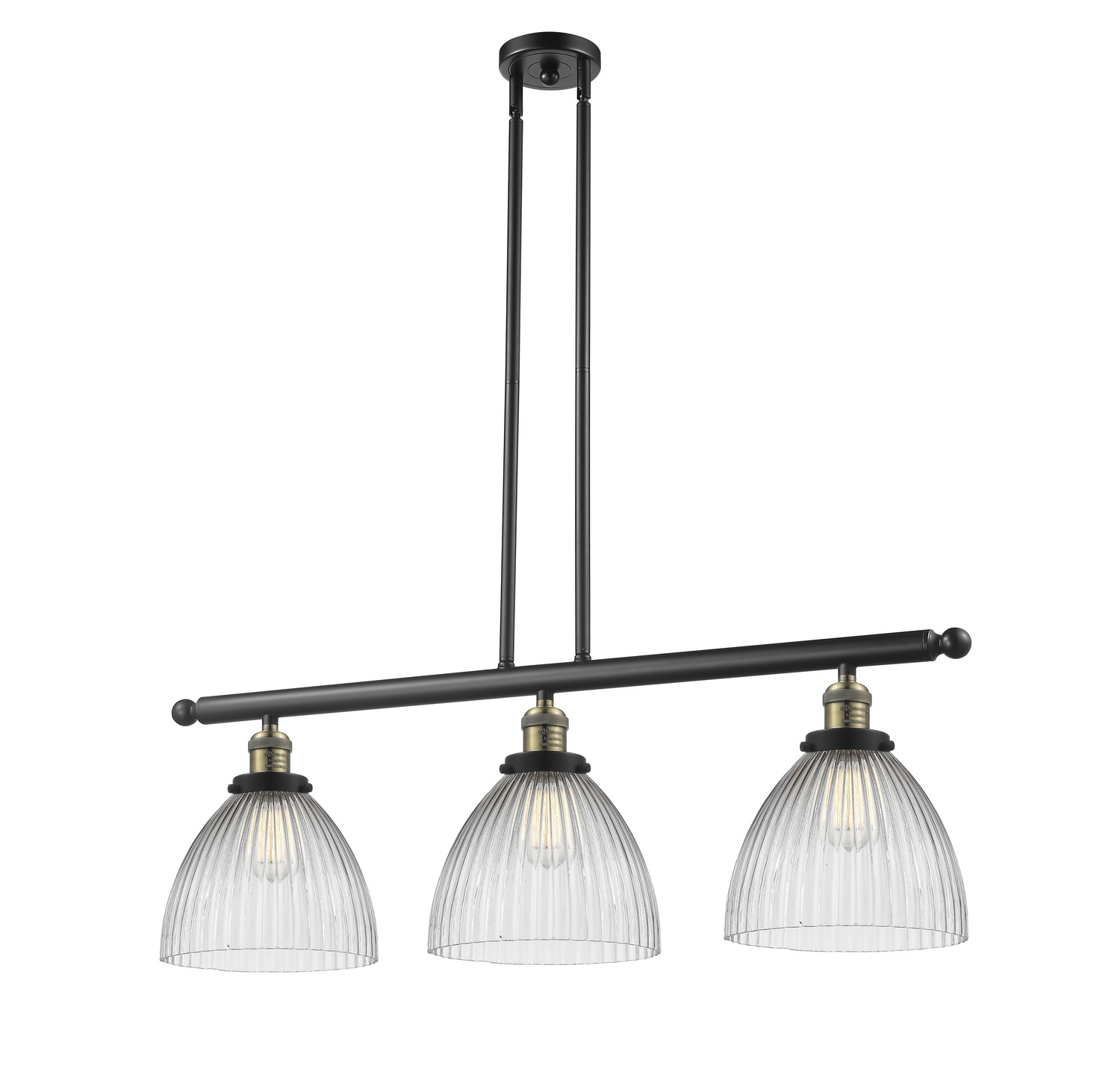Three Light Island Pendant by Innovations - Franklin Restoration Collection, Black Antique Brass Finish - 213-BAB-G222