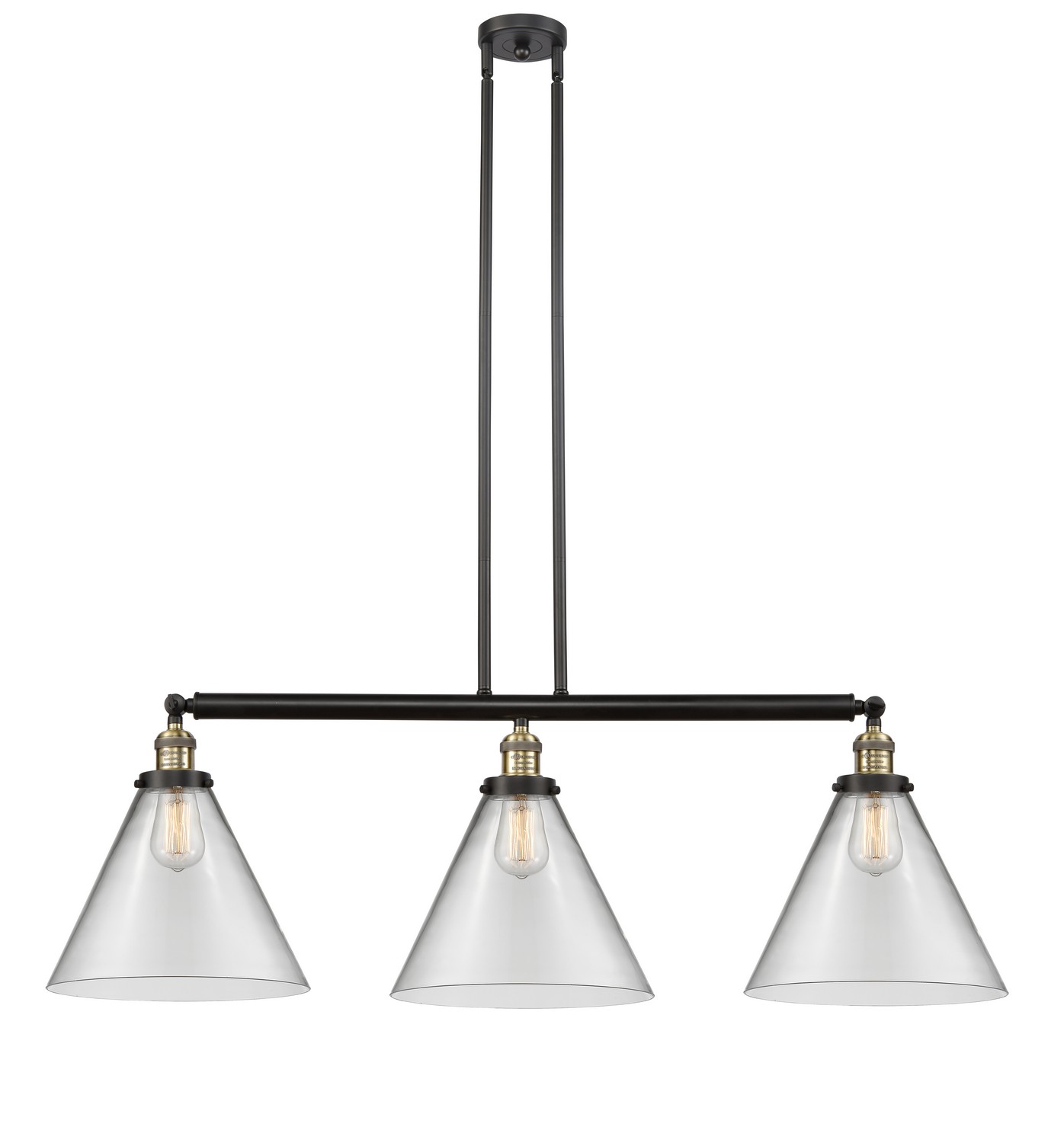 Three Light Island Pendant by Innovations - Franklin Restoration Collection, Black Antique Brass Finish - 213-BAB-G42-L
