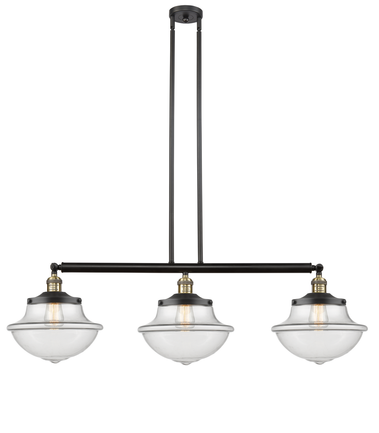 Three Light Island Pendant by Innovations - Franklin Restoration Collection, Black Antique Brass Finish - 213-BAB-G542