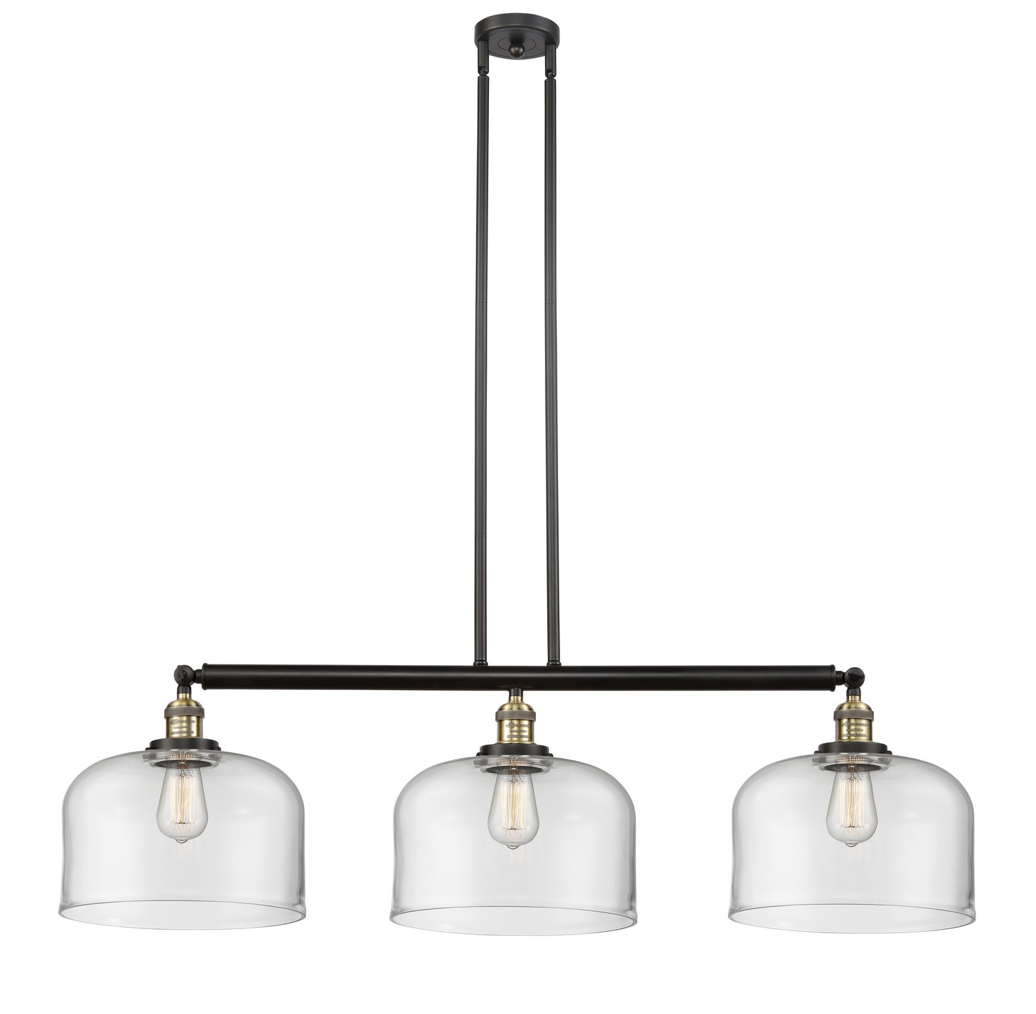Three Light Island Pendant by Innovations - Franklin Restoration Collection, Black Antique Brass Finish - 213-BAB-G72-L