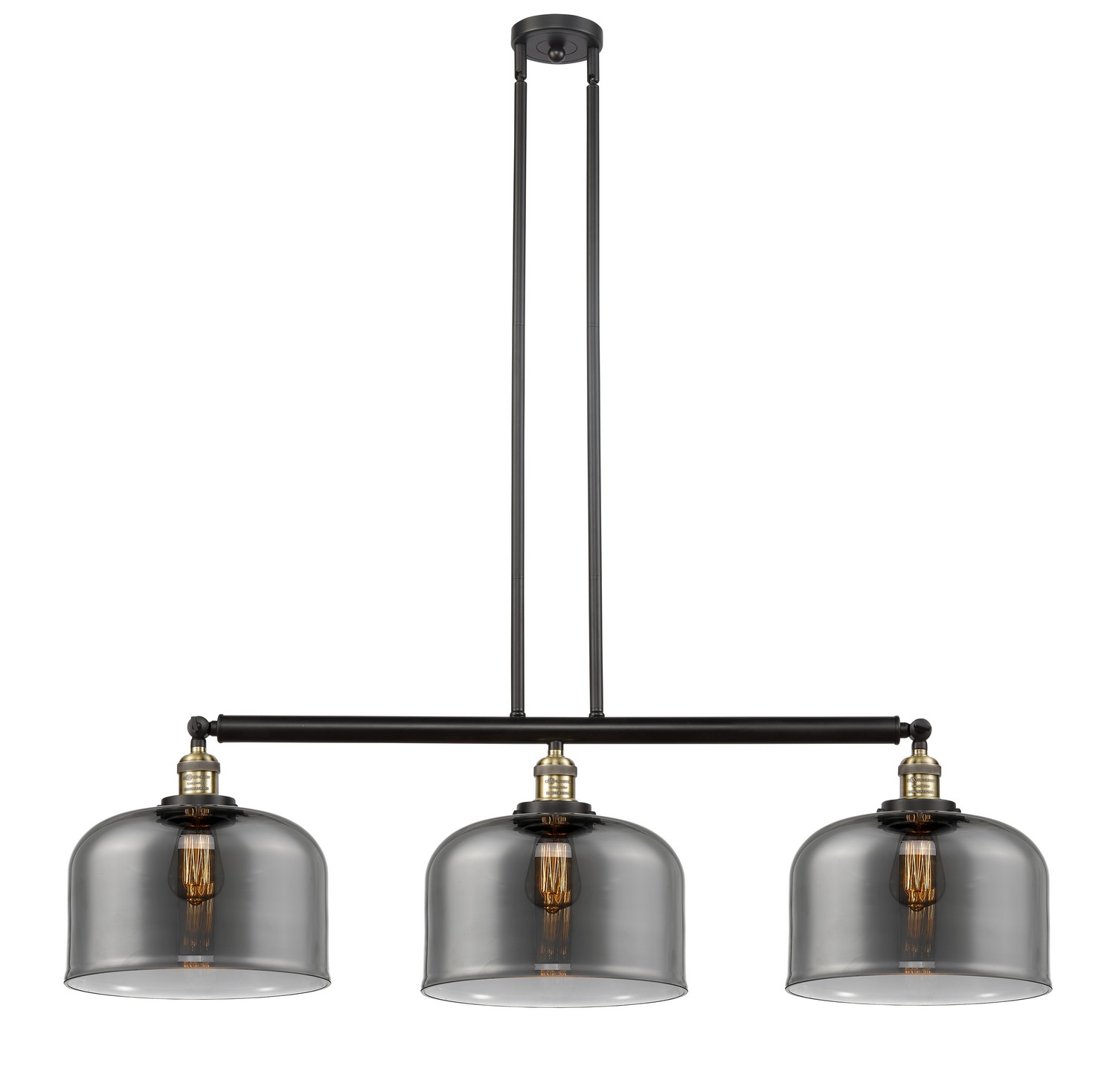 Three Light Island Pendant by Innovations - Franklin Restoration Collection, Black Antique Brass Finish - 213-BAB-G73-L