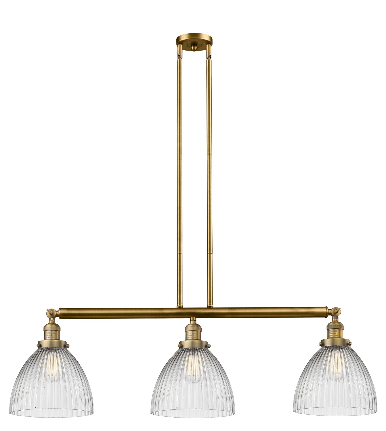Three Light Island Pendant by Innovations - Franklin Restoration Collection, Brushed Brass Finish - 213-BB-G222
