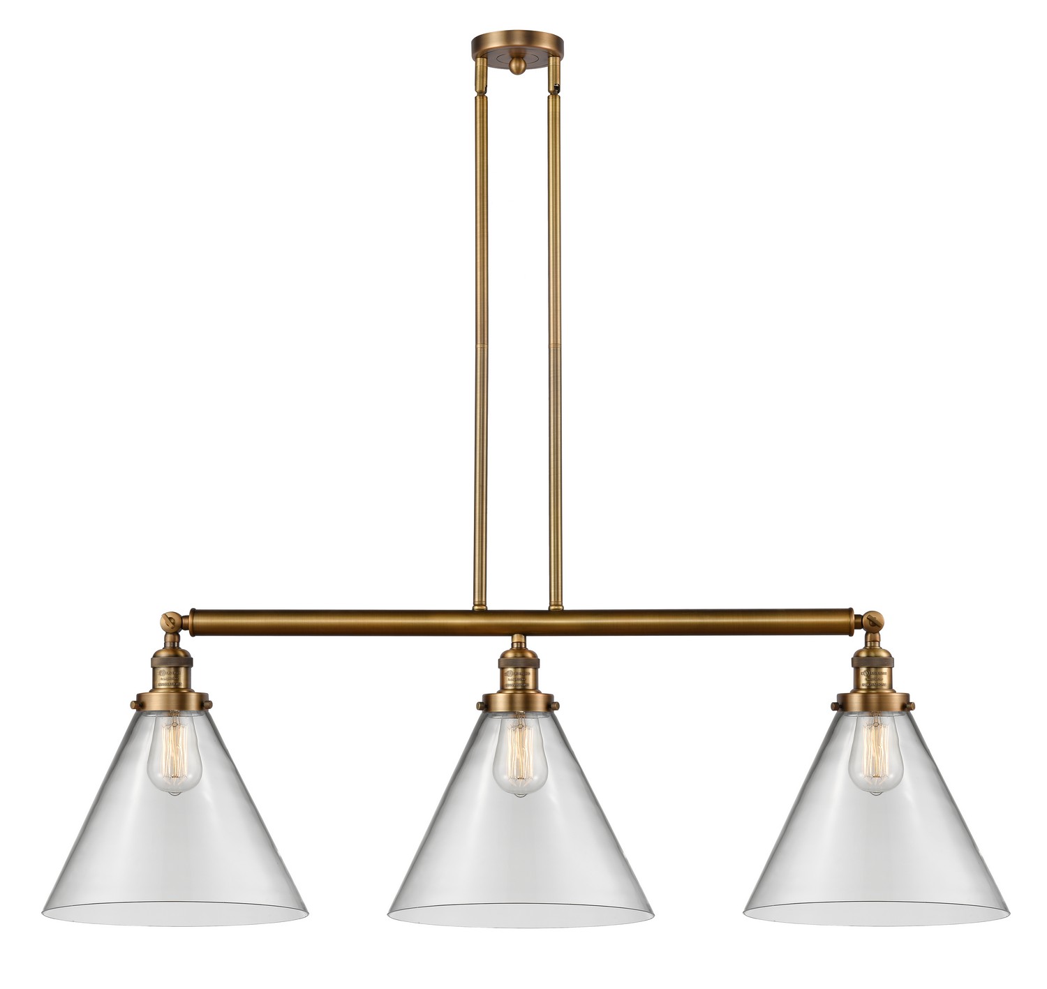 Three Light Island Pendant by Innovations - Franklin Restoration Collection, Brushed Brass Finish - 213-BB-G42-L