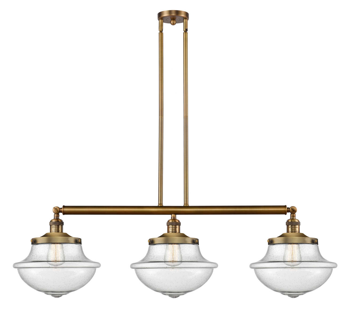 Three Light Island Pendant by Innovations - Franklin Restoration Collection, Brushed Brass Finish - 213-BB-G544