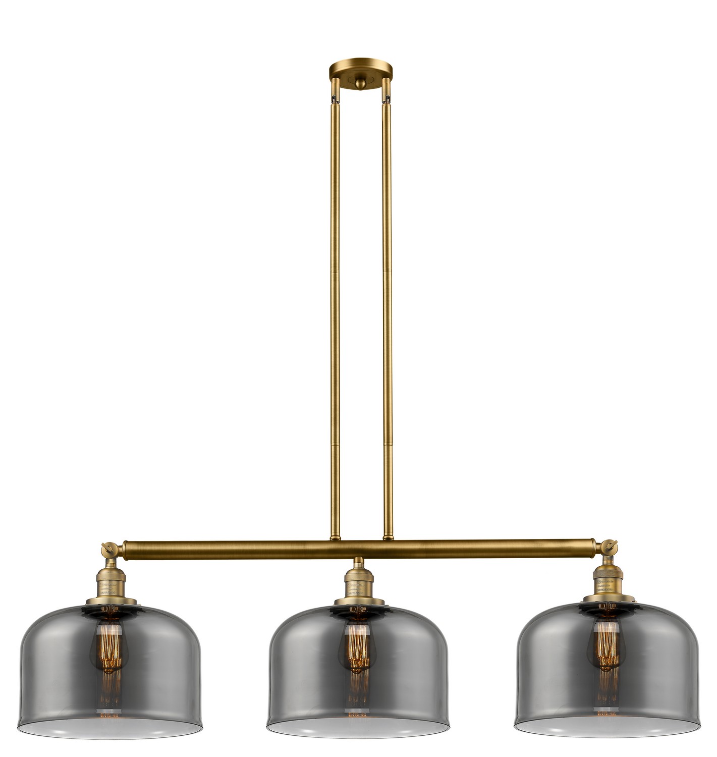 Three Light Island Pendant by Innovations - Franklin Restoration Collection, Brushed Brass Finish - 213-BB-G73-L