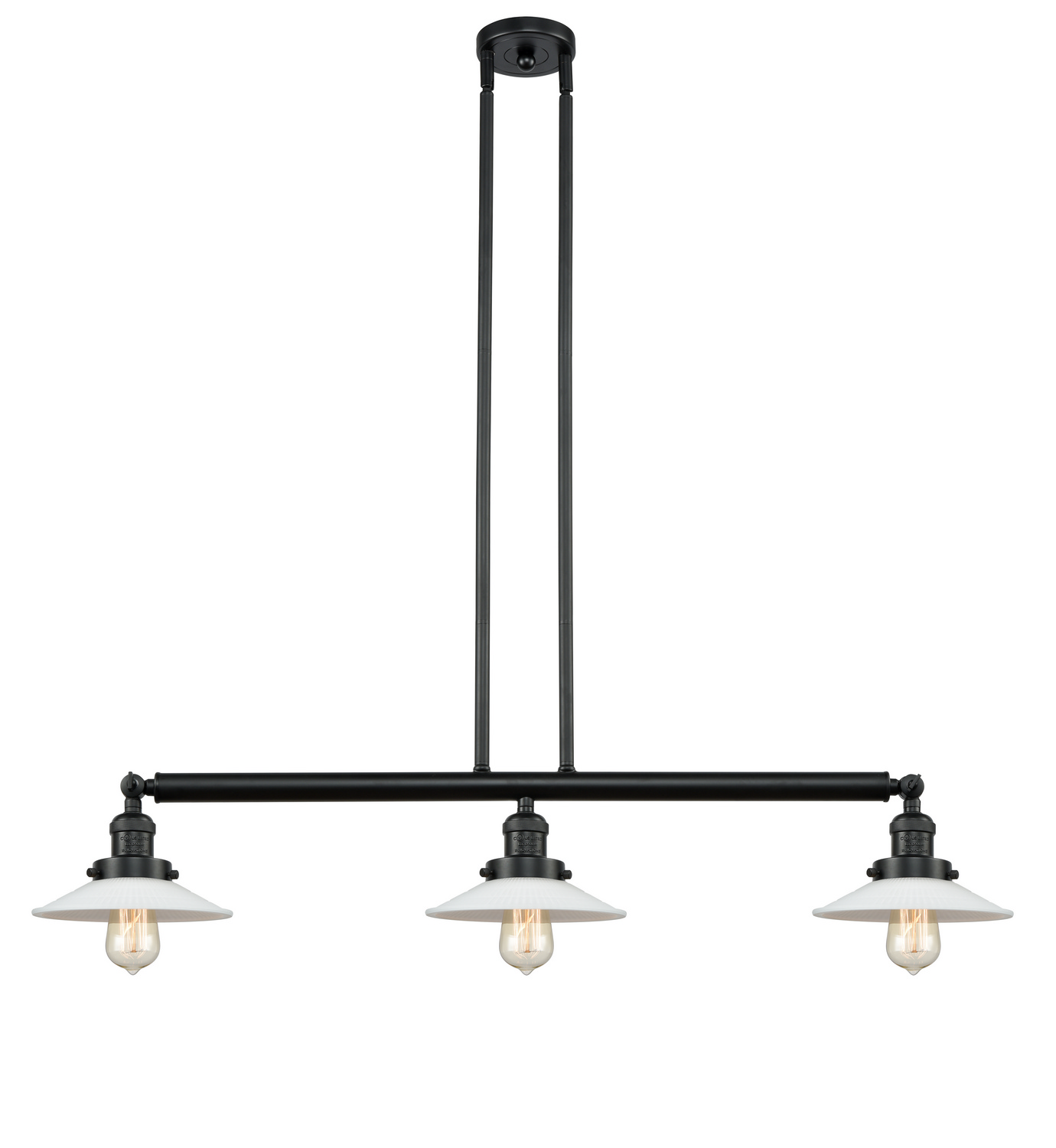 Three Light Island Pendant by Innovations - Franklin Restoration Collection, Matte Black Finish - 213-BK-G1