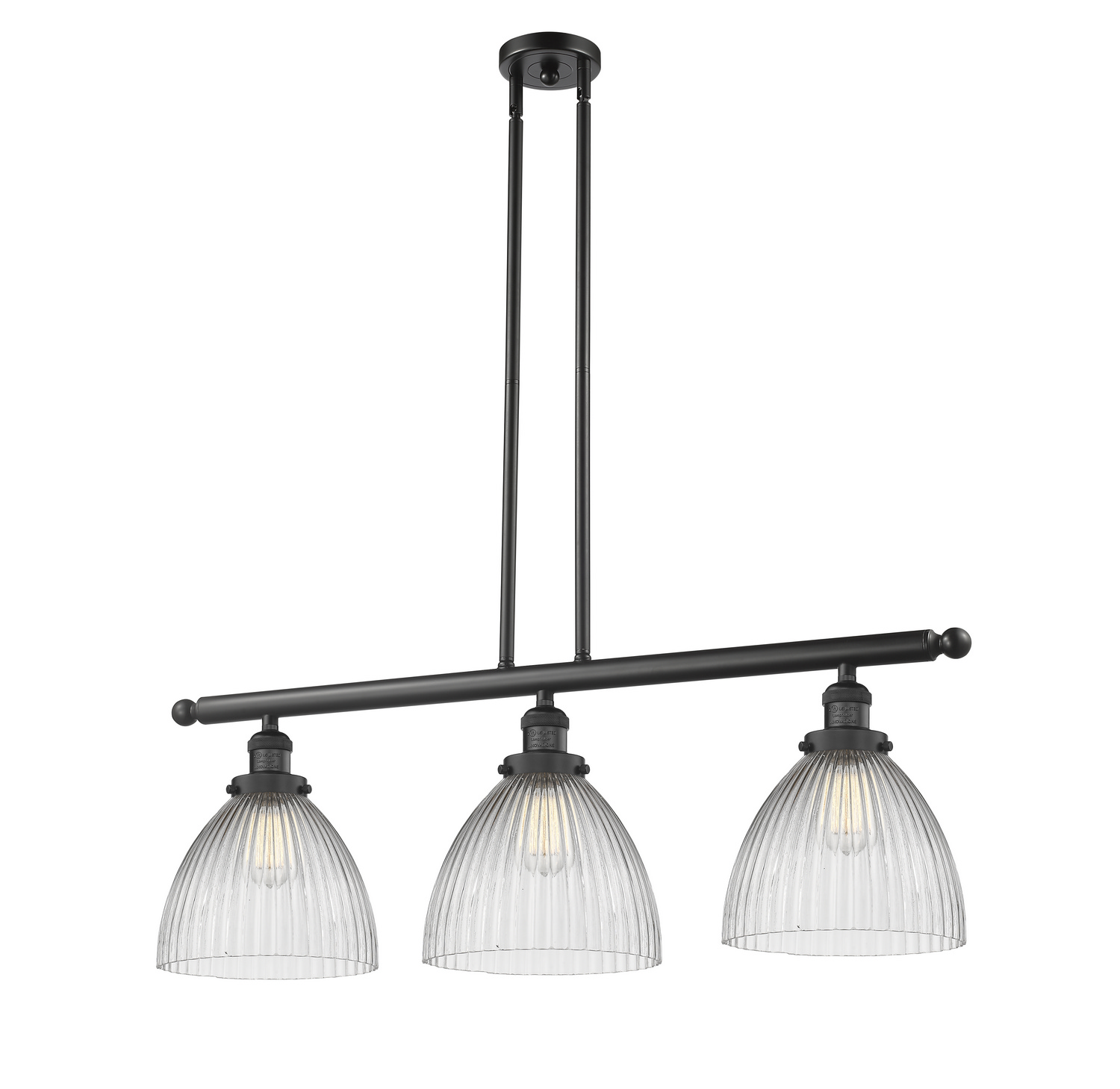 Three Light Island Pendant by Innovations - Franklin Restoration Collection, Matte Black Finish - 213-BK-G222