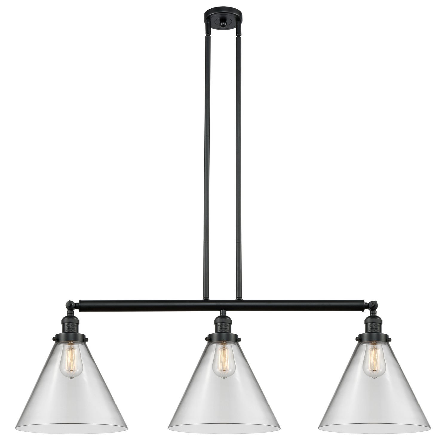 Three Light Island Pendant by Innovations - Franklin Restoration Collection, Matte Black Finish - 213-BK-G42-L
