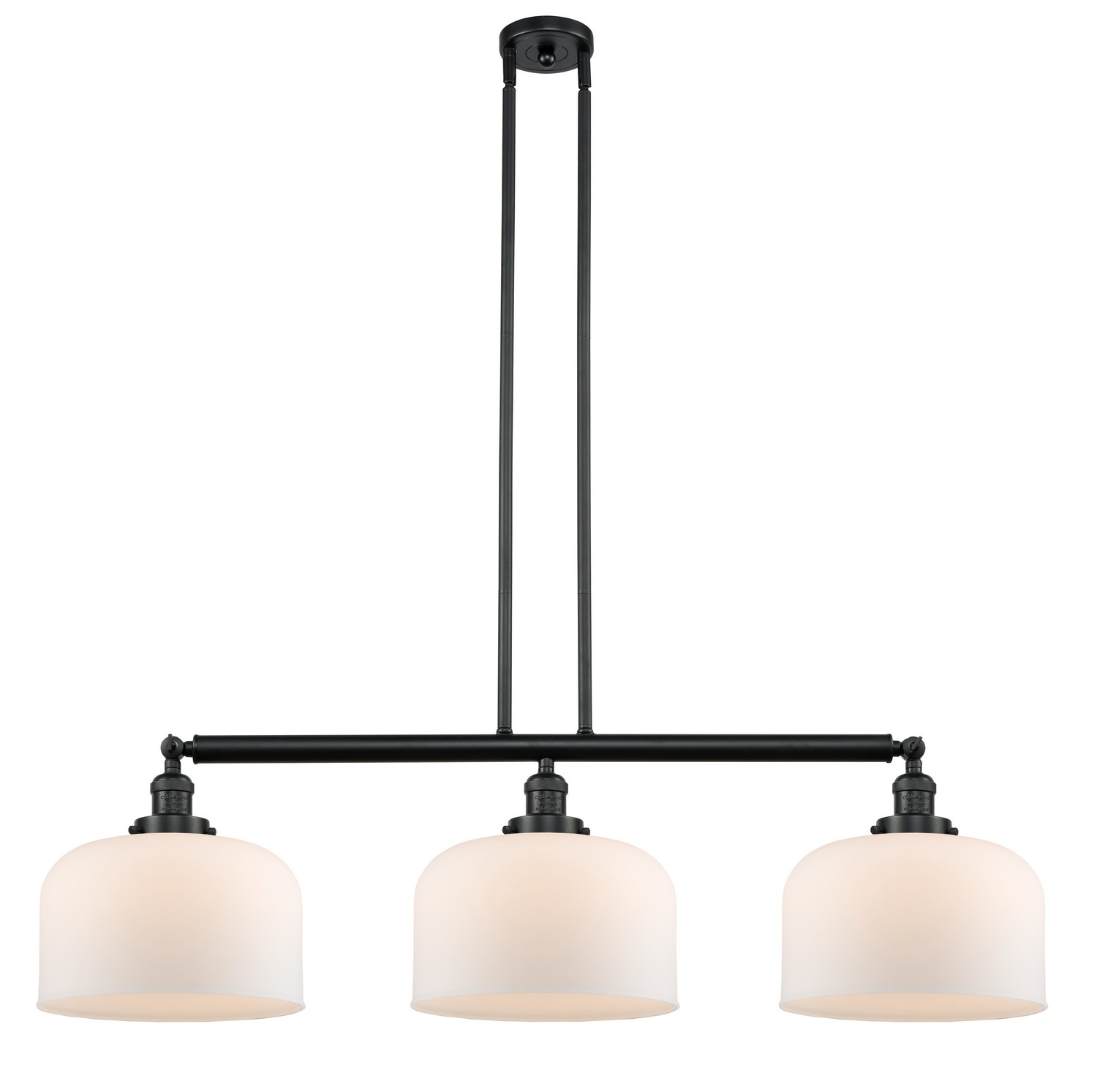 Three Light Island Pendant by Innovations - Franklin Restoration Collection, Matte Black Finish - 213-BK-G71-L