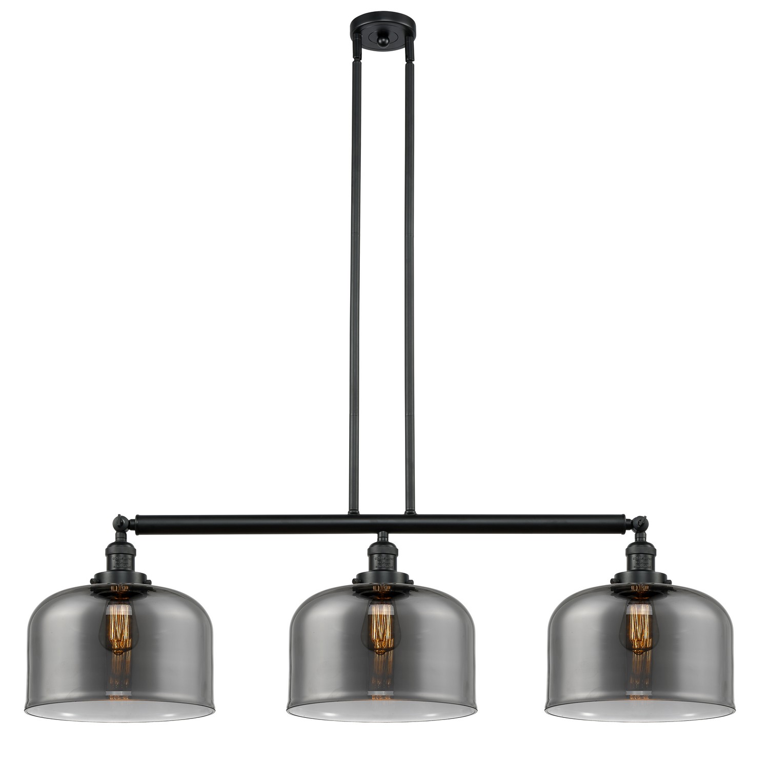 Three Light Island Pendant by Innovations - Franklin Restoration Collection, Matte Black Finish - 213-BK-G73-L