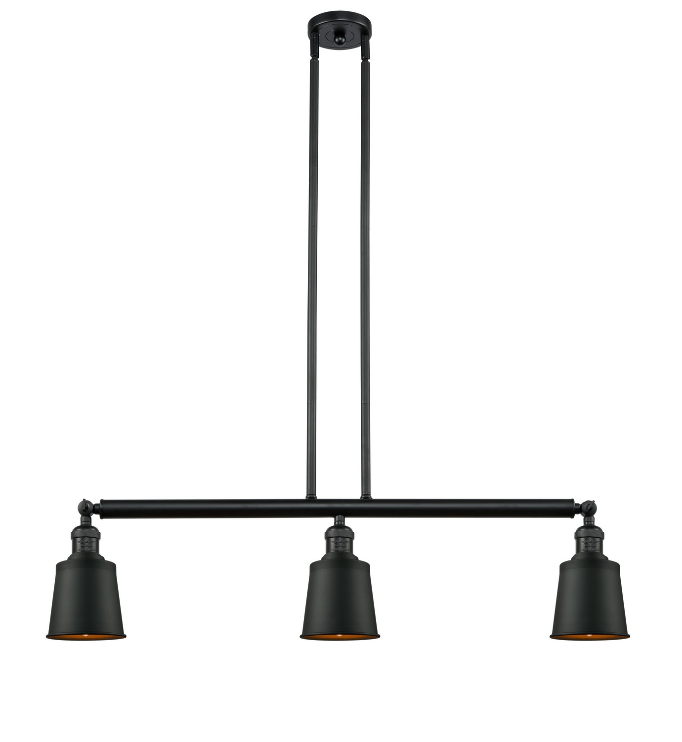 Three Light Island Pendant by Innovations - Franklin Restoration Collection, Matte Black Finish - 213-BK-M9-BK
