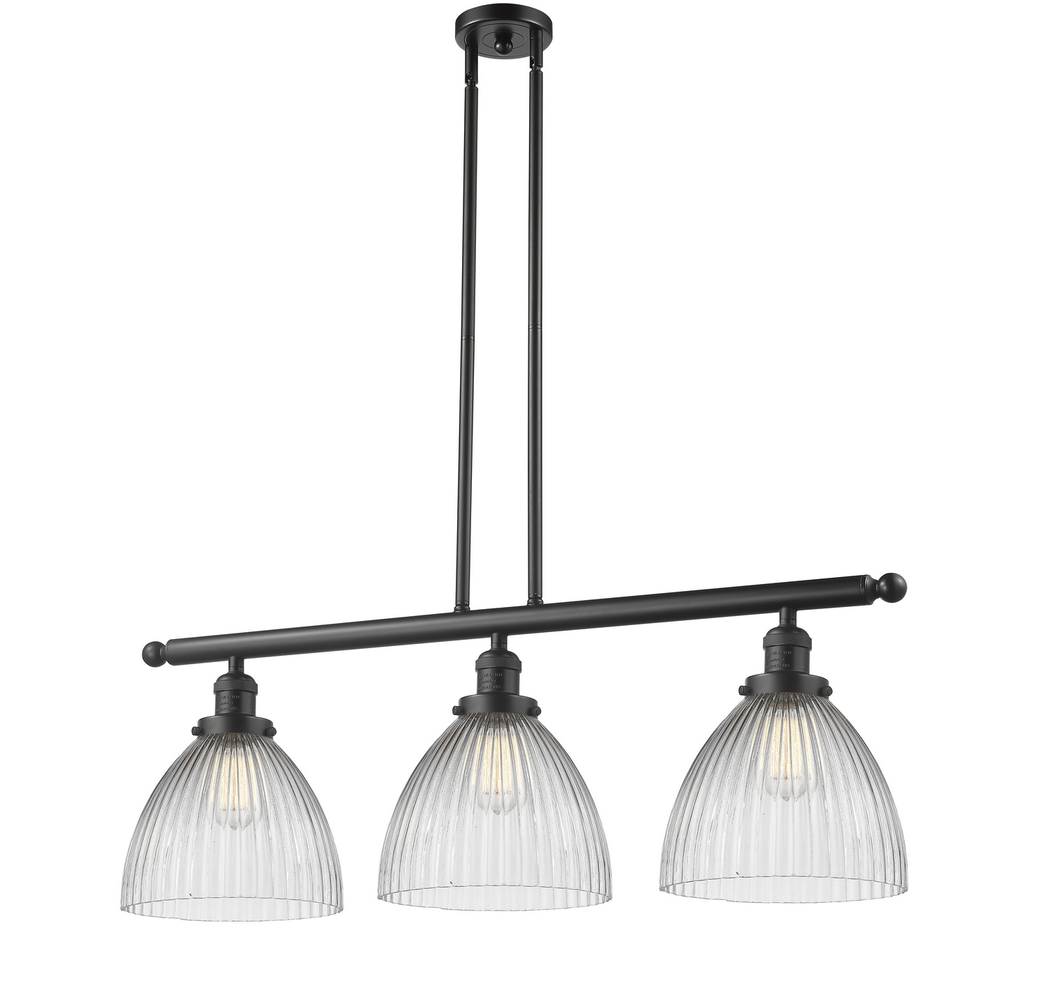 Three Light Island Pendant by Innovations - Franklin Restoration Collection, Oil Rubbed Bronze Finish - 213-OB-G222