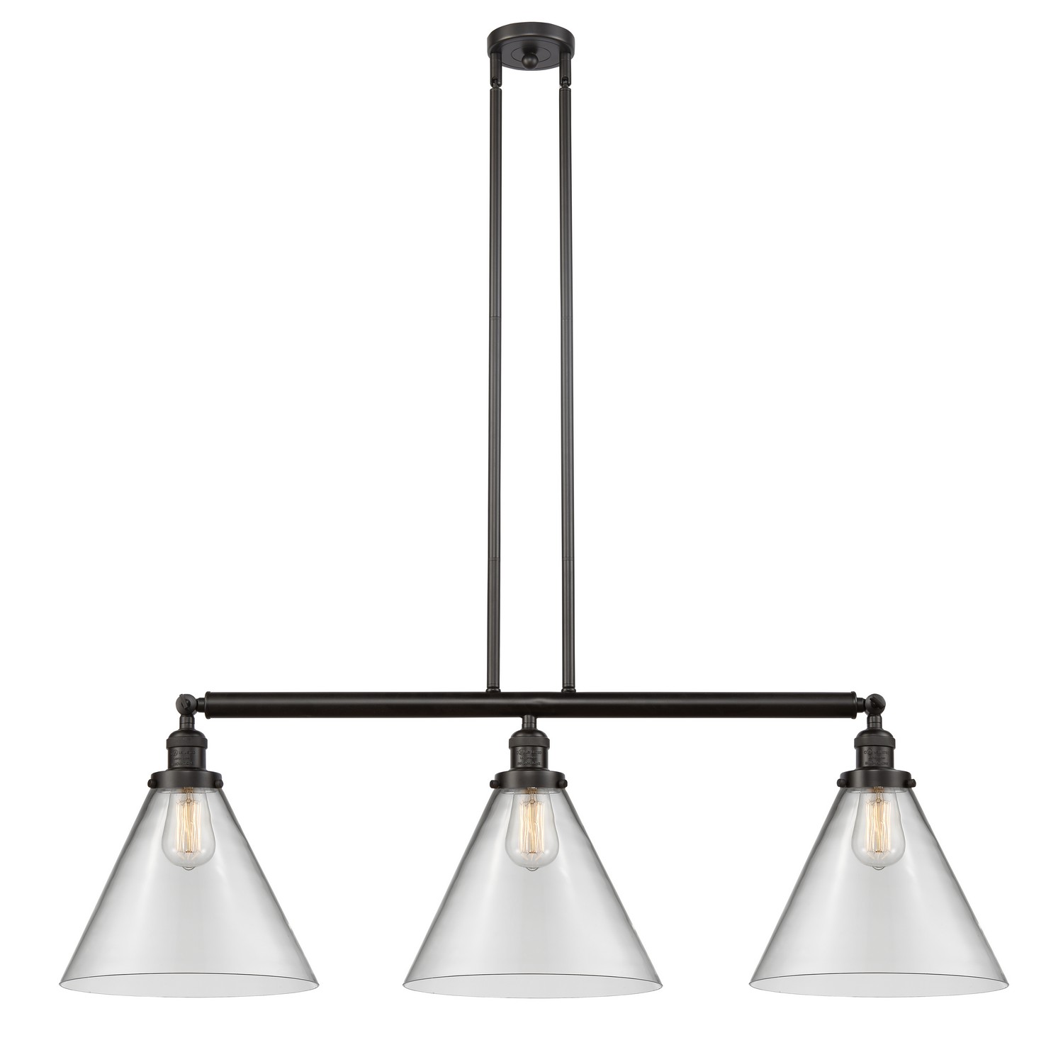 Three Light Island Pendant by Innovations - Franklin Restoration Collection, Oil Rubbed Bronze Finish - 213-OB-G42-L
