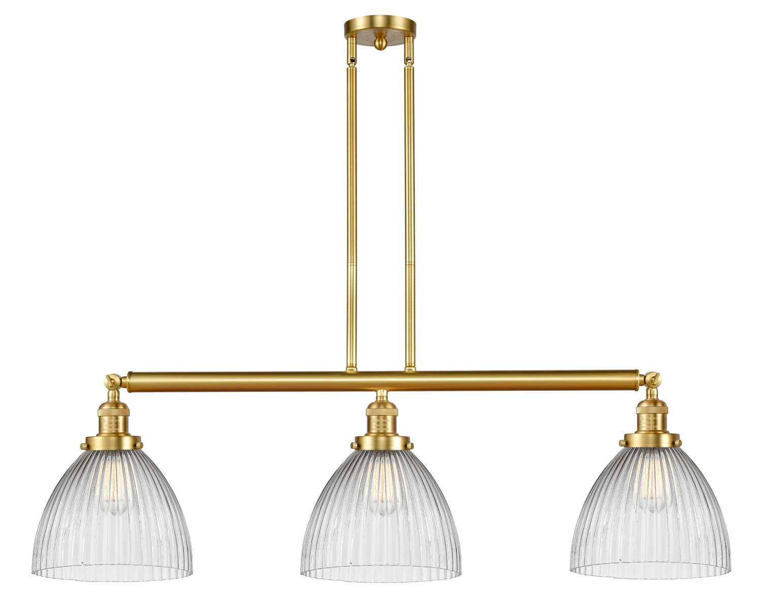 Three Light Island Pendant by Innovations - Franklin Restoration Collection, Satin Gold Finish - 213-SG-G222